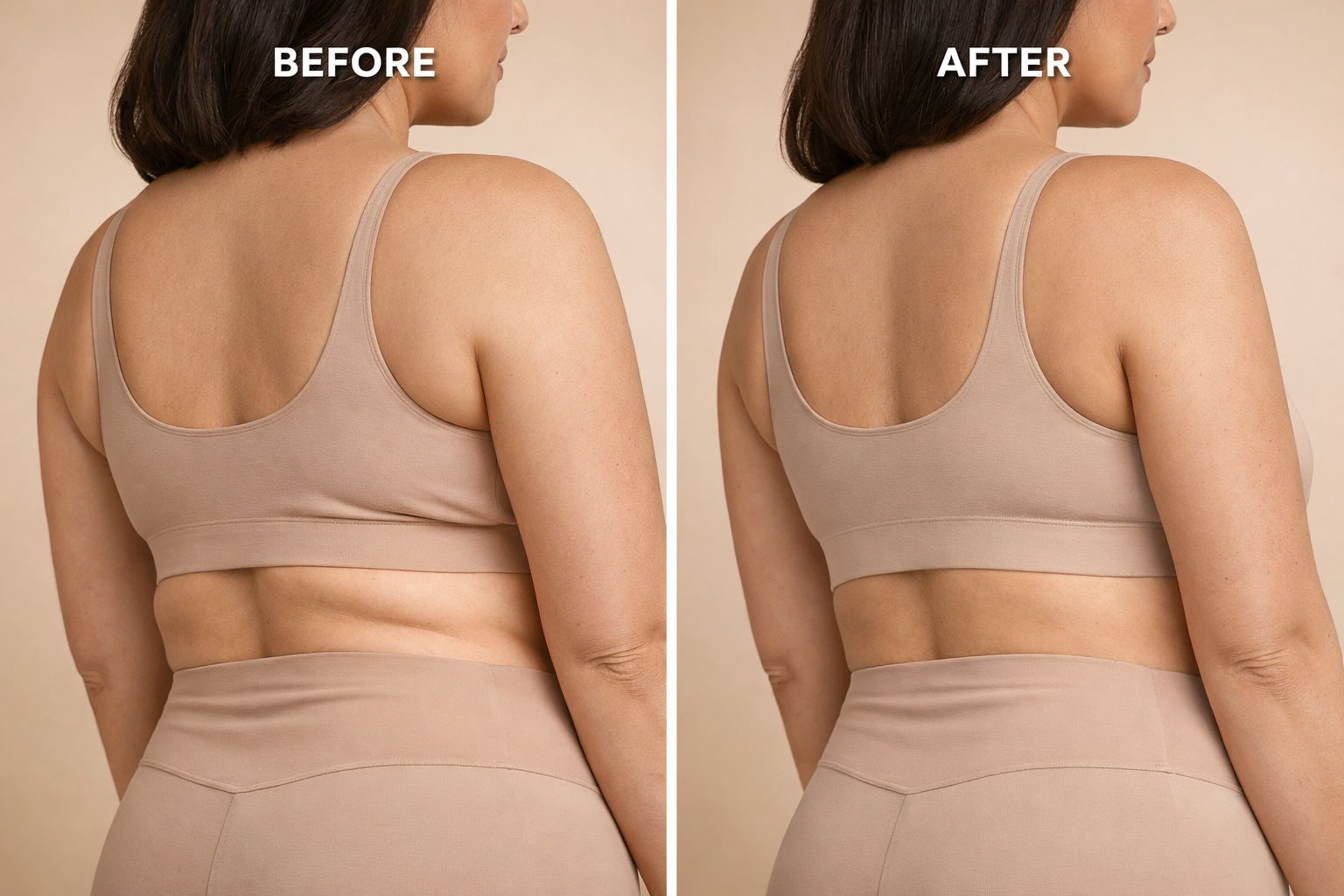 Bra bulge fat dissolving before and after in Vaughan — smoother back clothing line (results vary)