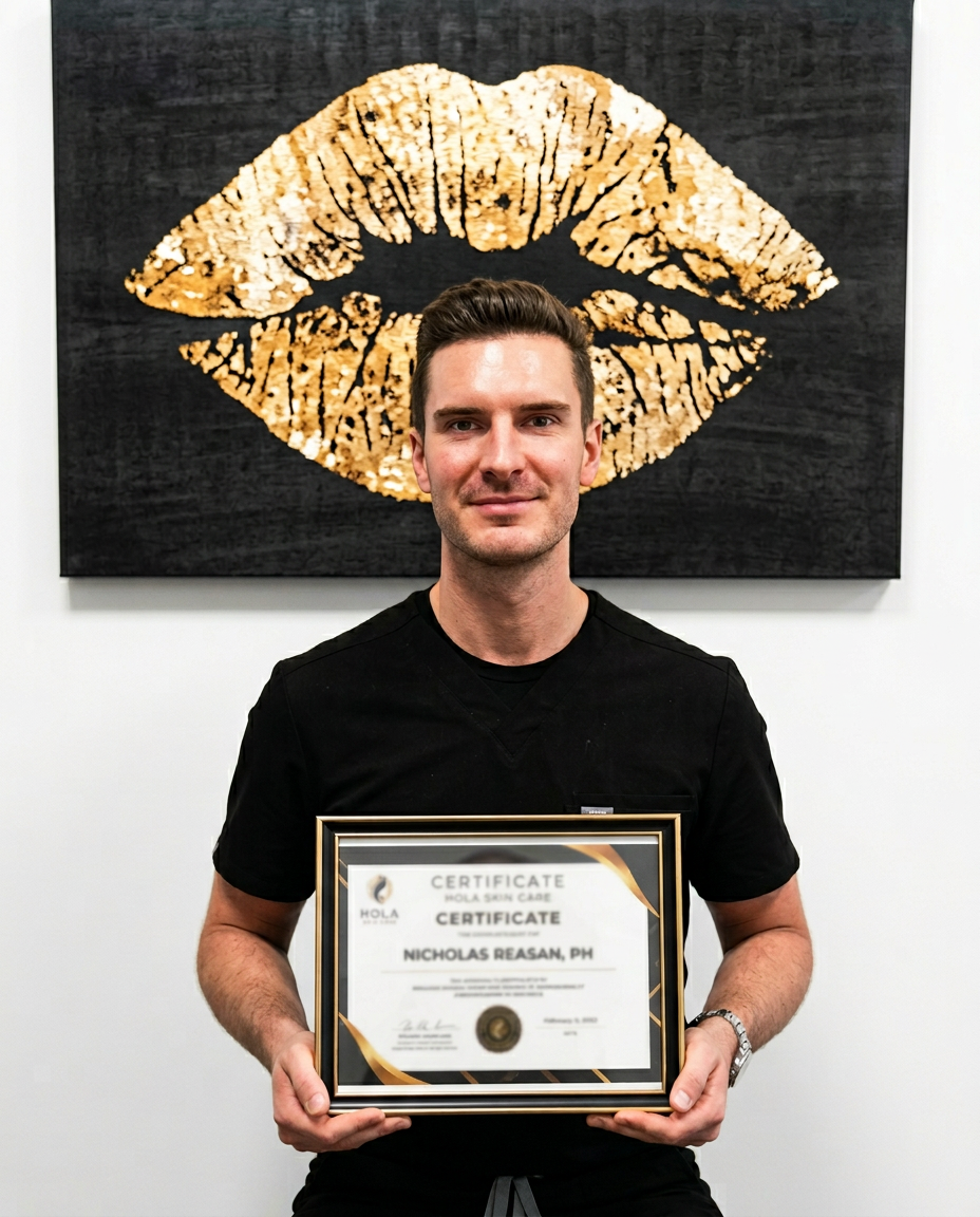 Private 1:1 Botox and dermal filler training in Vaughan with student holding certificate after course