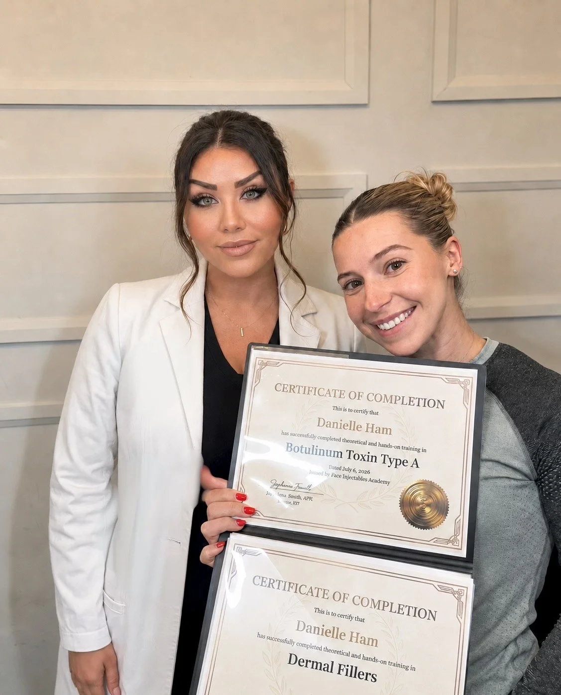 Nurse injector completing private 1:1 Botox and dermal filler training at Face Injectables Academy in Vaughan, near Toronto.