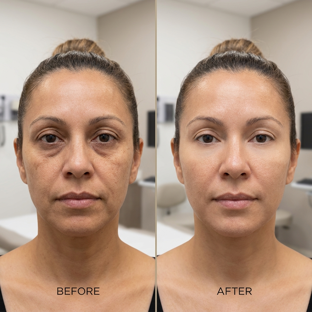 PRP Facial Before & After (Vaughan) — Brighter tone + smoother texture (results build over 6–12 weeks).
