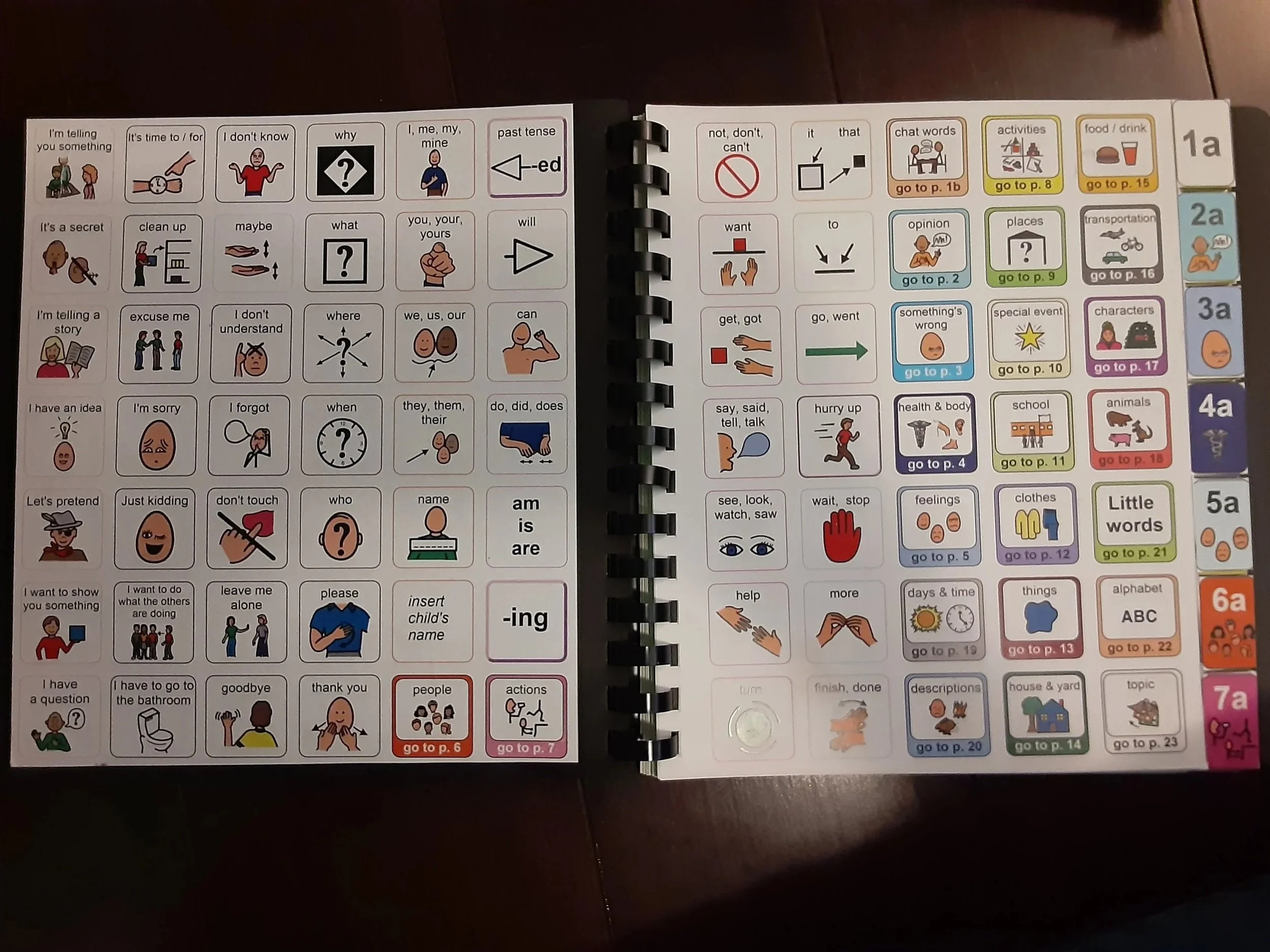 a two page booklet with individual icons that have pictures along with matching words