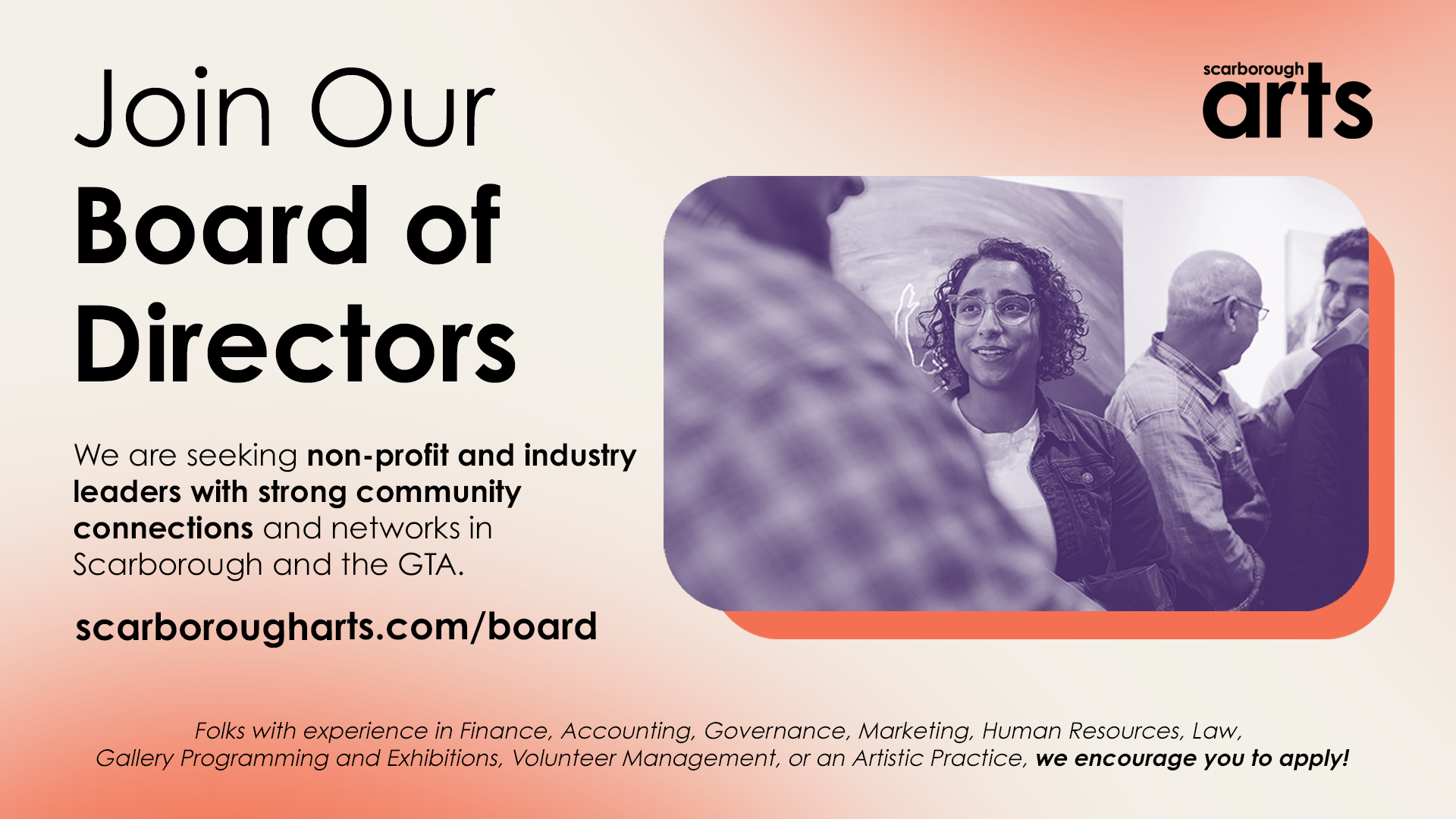 Join Scarborough Arts’ Board of Directors