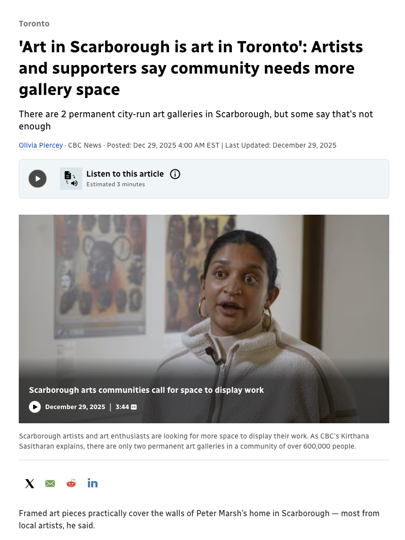 Scarborough Arts Feature in CBC Arts: “Art in Scarborough is Art in Toronto”