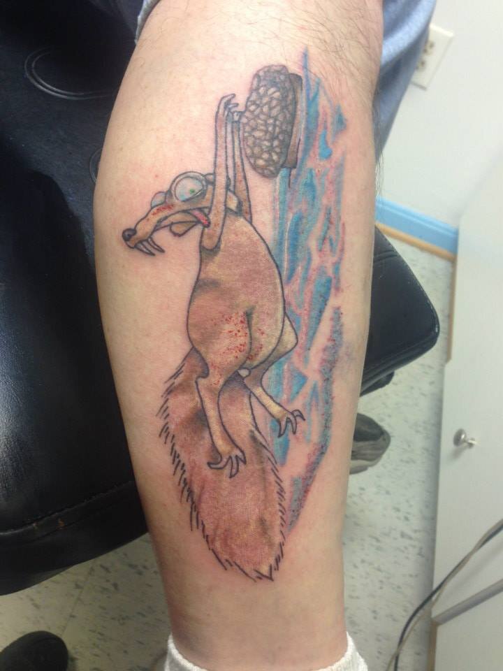 Inkuana tattoo studio  The amazing Scrat from the Ice Age Special thanks  to antreasloizouu for the trust and his patience Dm for  appointment inkuanatattoostudio andreaskalopedakis   tattoo  tattooartist tattooidea tatts 