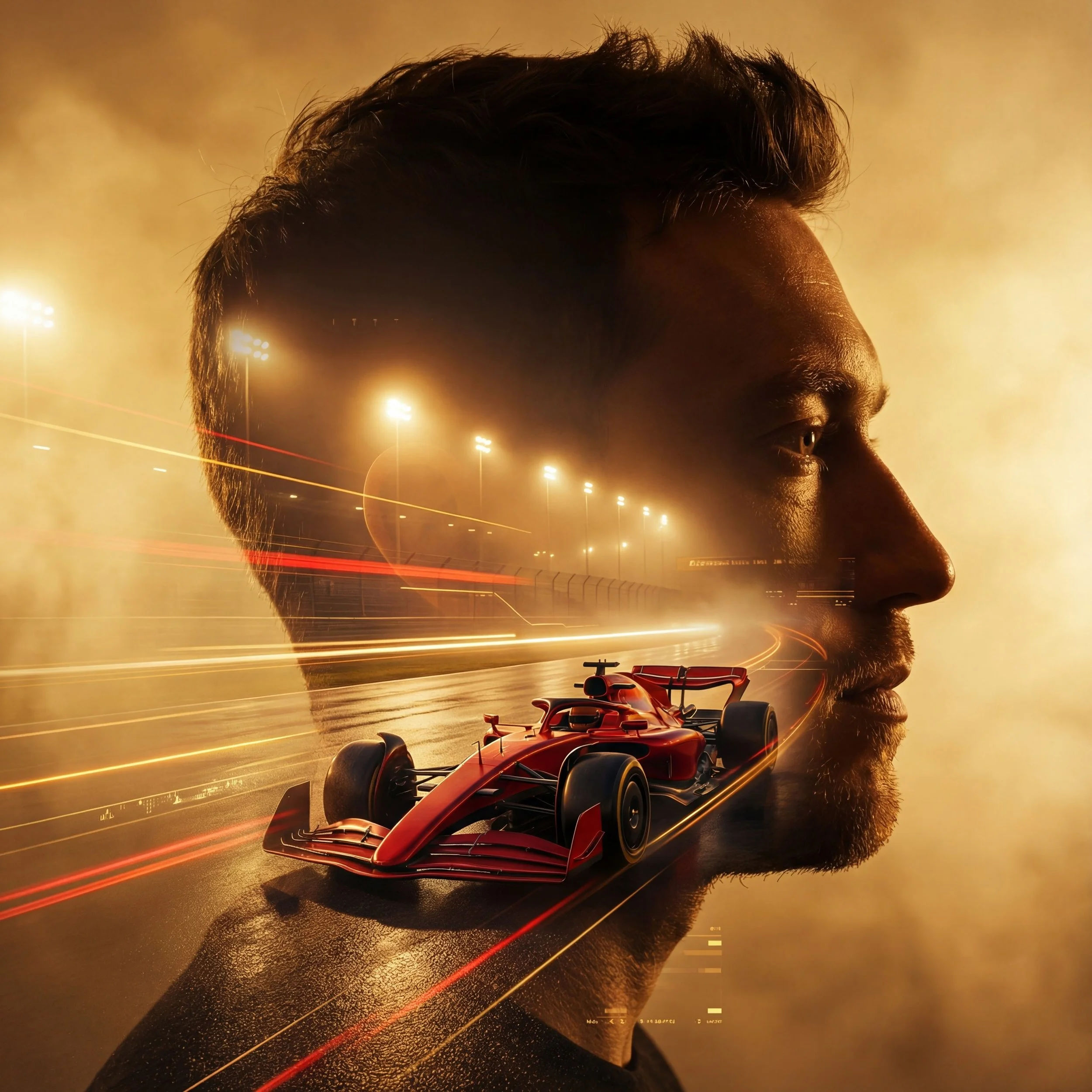 Velocity Racer Double Exposure AI Prompt — Cinematic Speed Edition