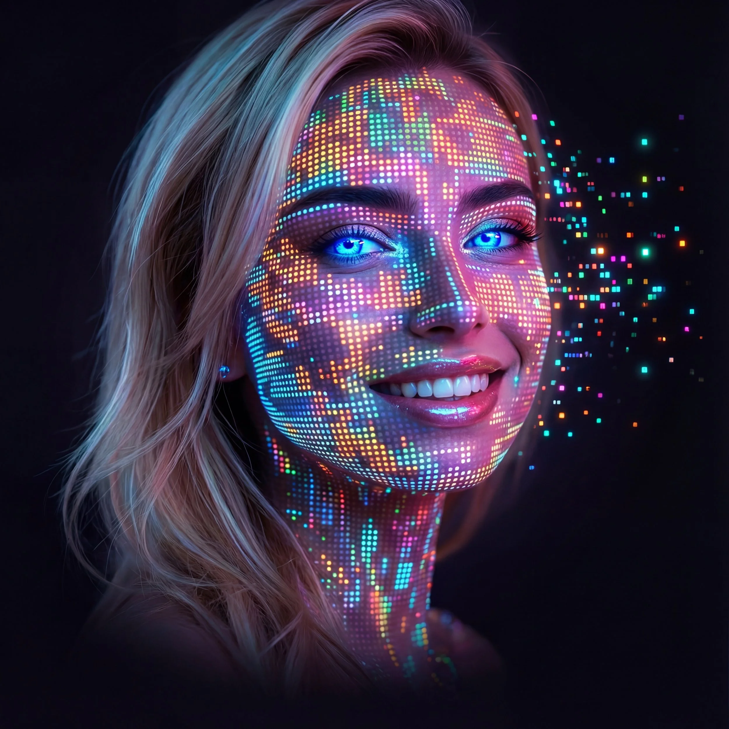 LED PixelGlow Portrait AI Prompt — Digital Light Matrix Edition