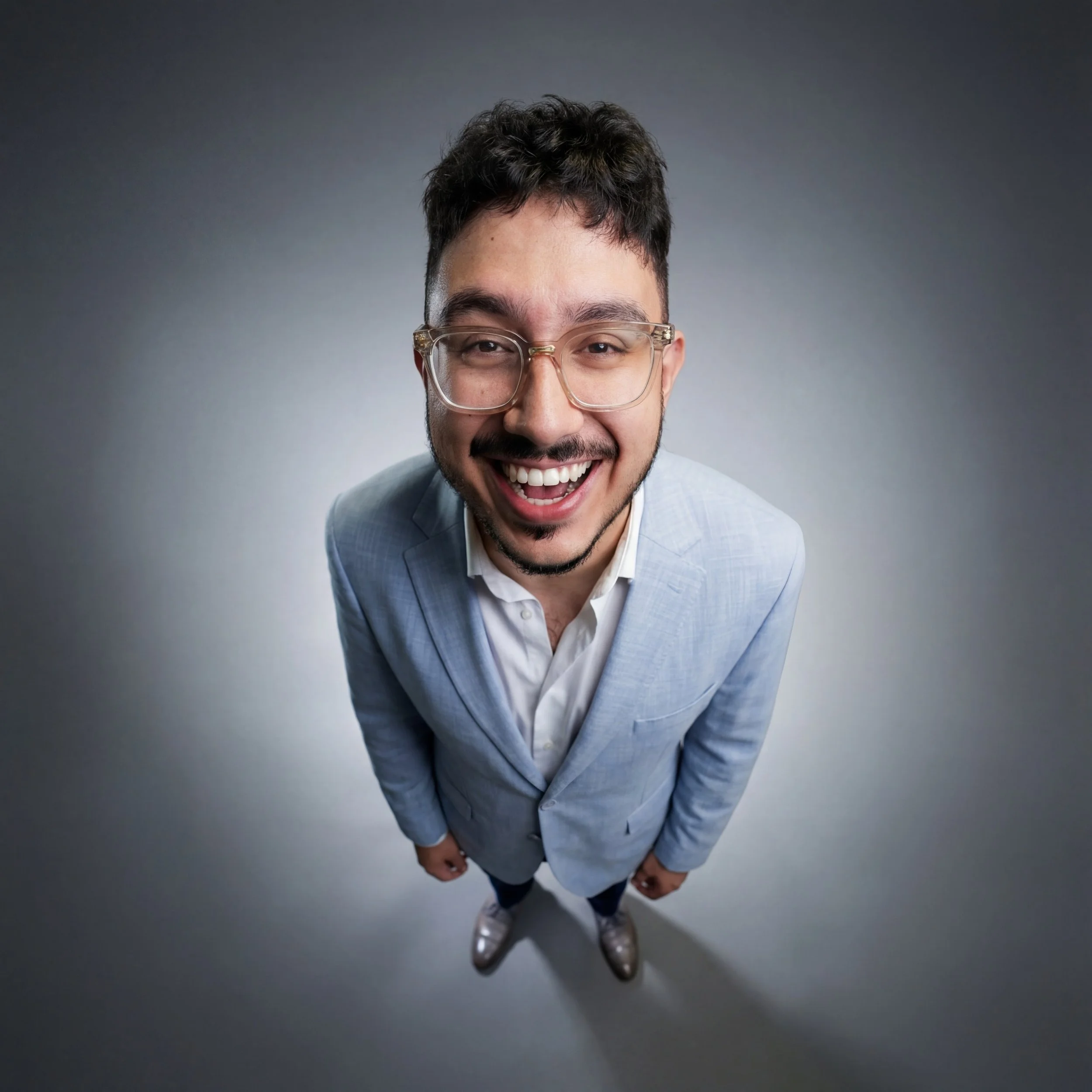 High-Angle Miniature Portrait AI Prompt — Overhead Spotlight Edition