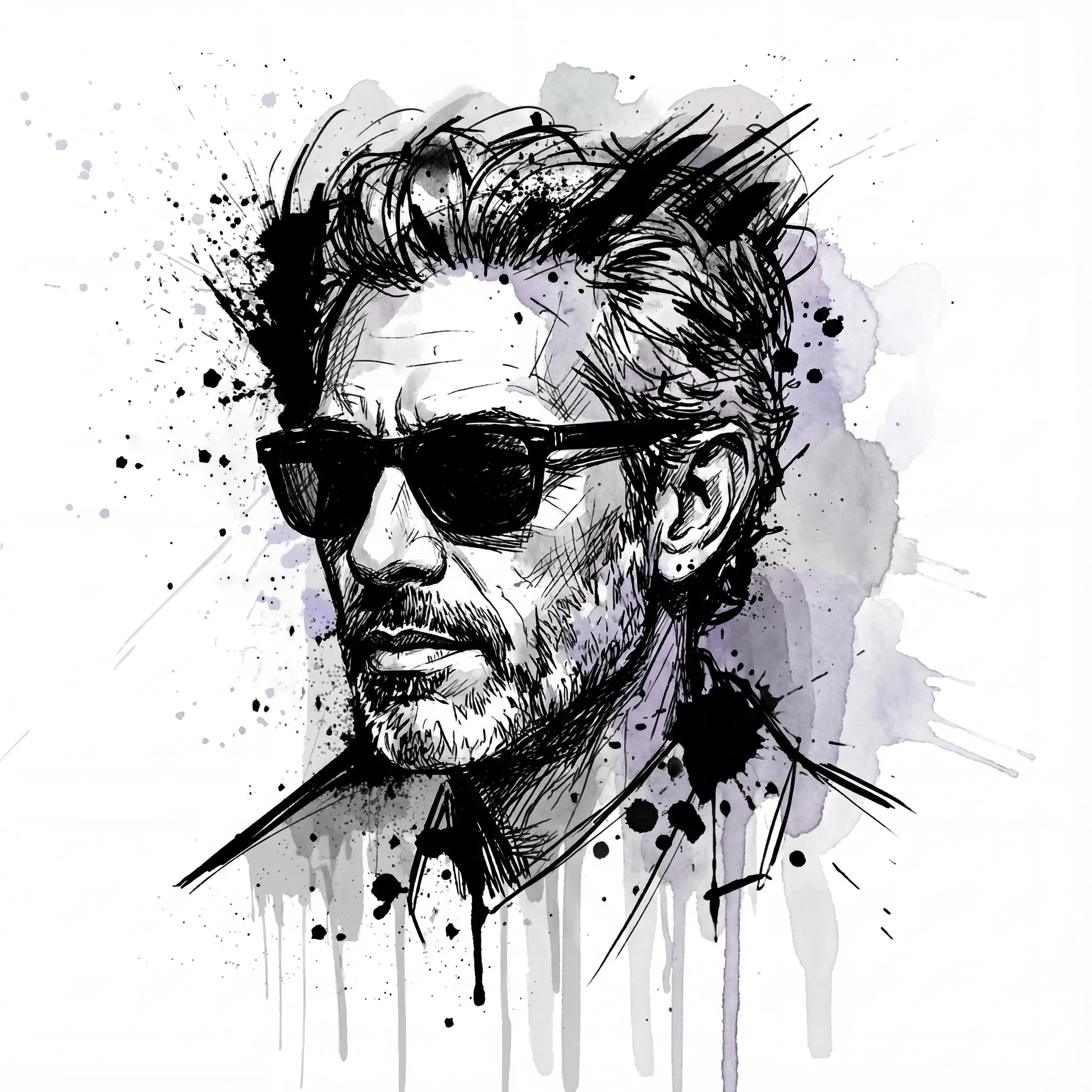Ink Splatter Watercolor Sketch AI Booth — Mixed-Media Art Edition