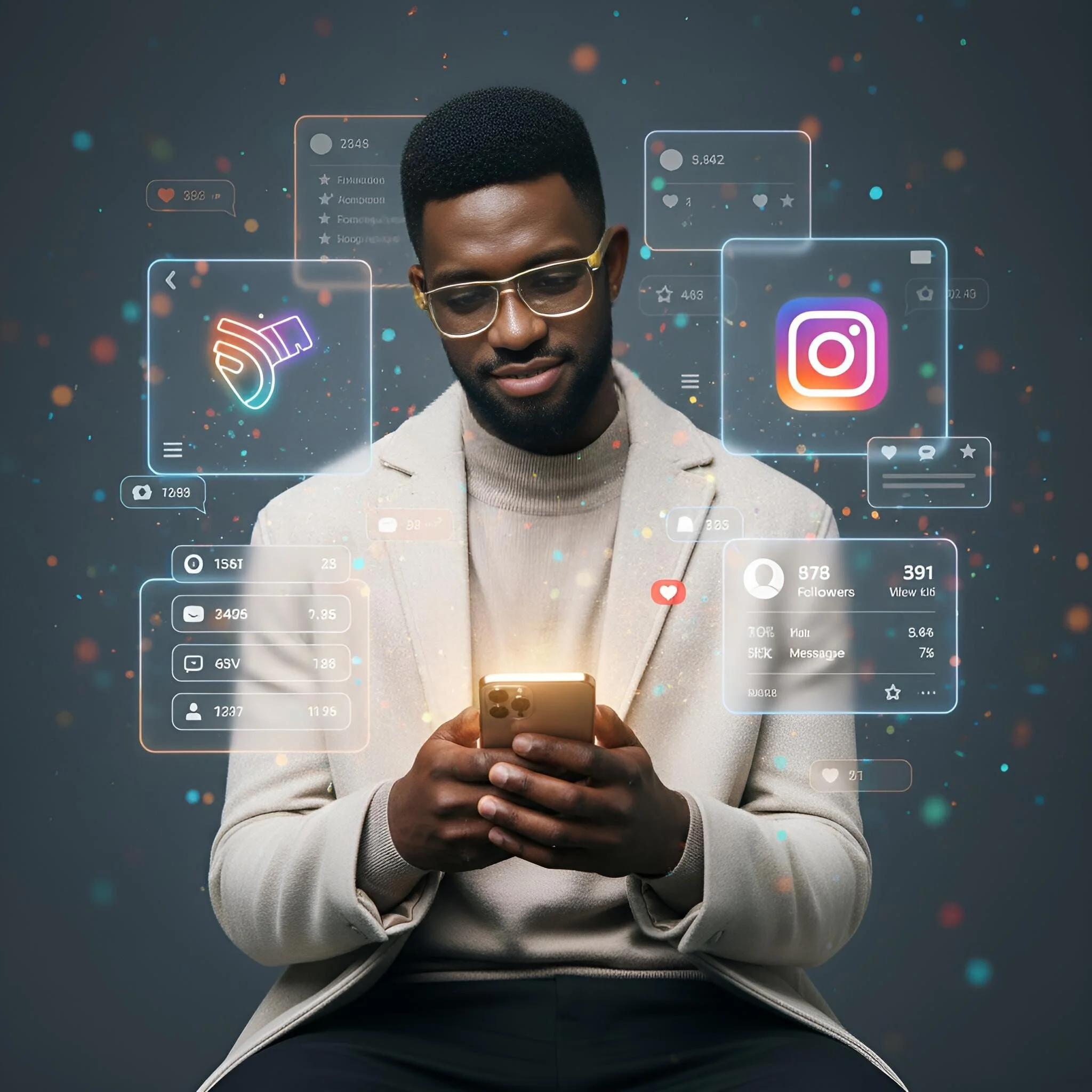 Social Media Hologram Portrait AI Booth — Futuristic UI Overlay Edition