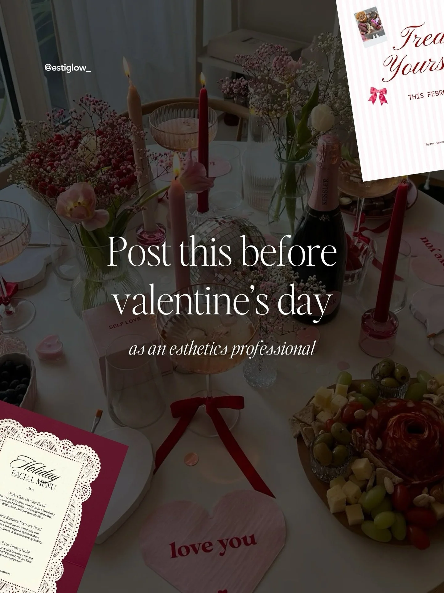 Last-minute Valentine's Day ideas if you haven't posted already! ❤️🫶 These can apply to any beauty service industry, have you posted yet?

#estheticianlife #estheticiantips #estiebestie #valentinesday2026 #socialmediaideas