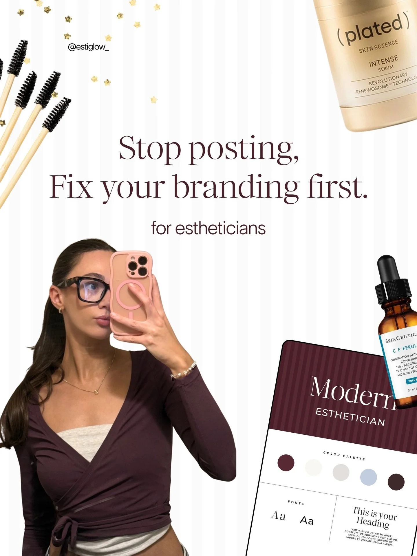 Esties, if you don't have branding yet, you need it! Should I add some pre-made branding kits to Estiglow Studio? 🤔

#estheticianmarketing #socialmediatips #marketingtips #beautyservicepro #beautyprofessional