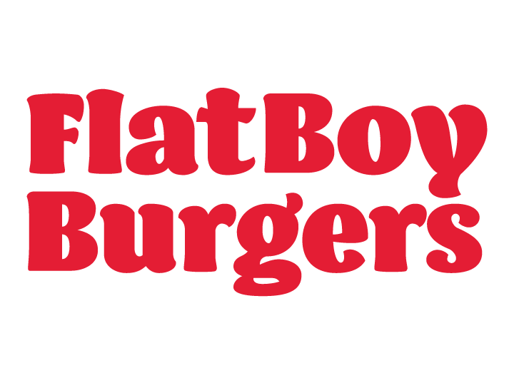 Logo for FlatBoy Burgers with the slogan 'Smashin' Flatties' and mentioning it has been in business since 2020.