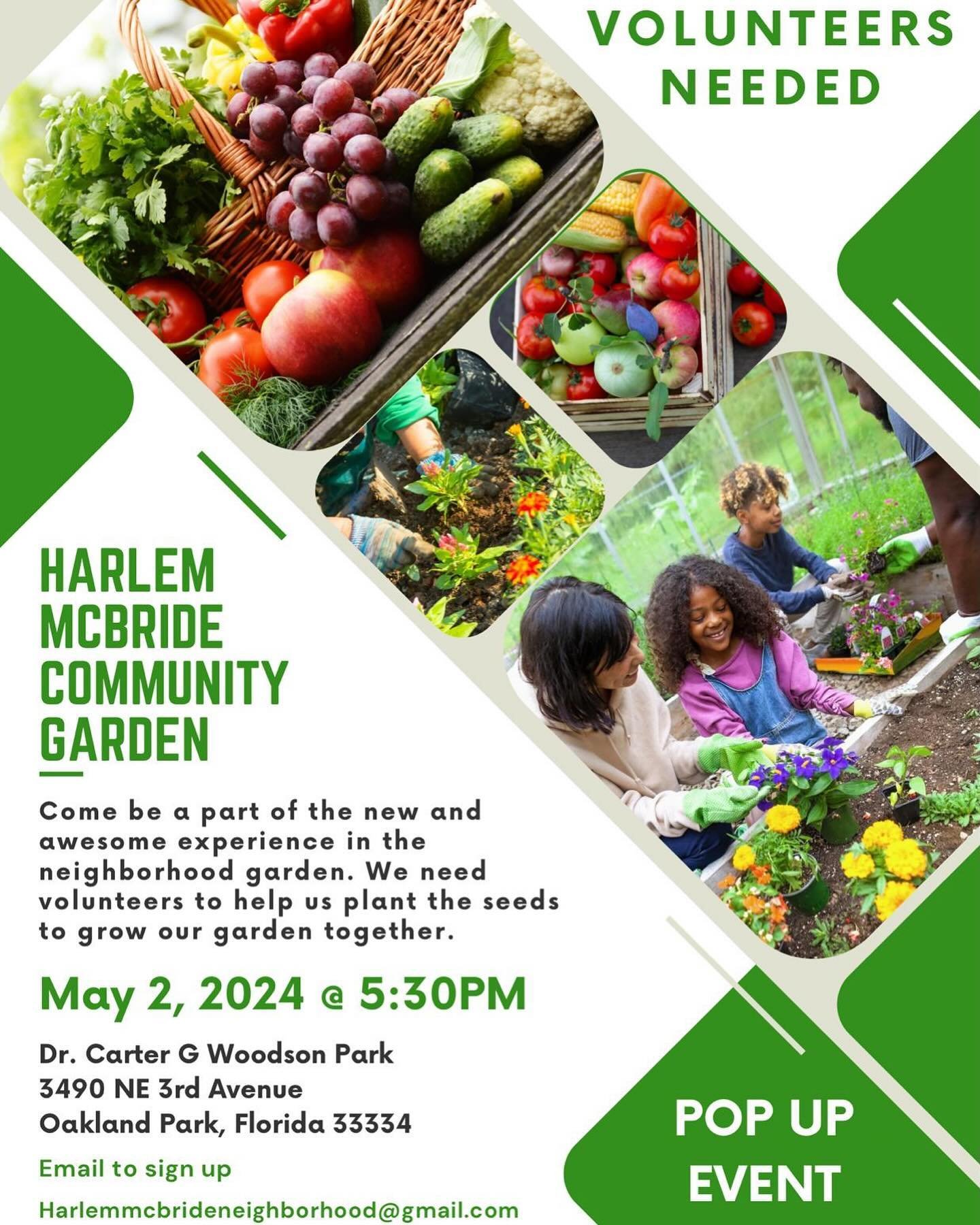 🌟Join UFI tomorrow evening for a pop up event at Dr. Carter G. Woodson Park in Oakland Park. We are getting the gardens ready for summer planting! We hope you&rsquo;ll join us to kick off the new gardens taking place at this lovely park! 🌿🪴🌾

See