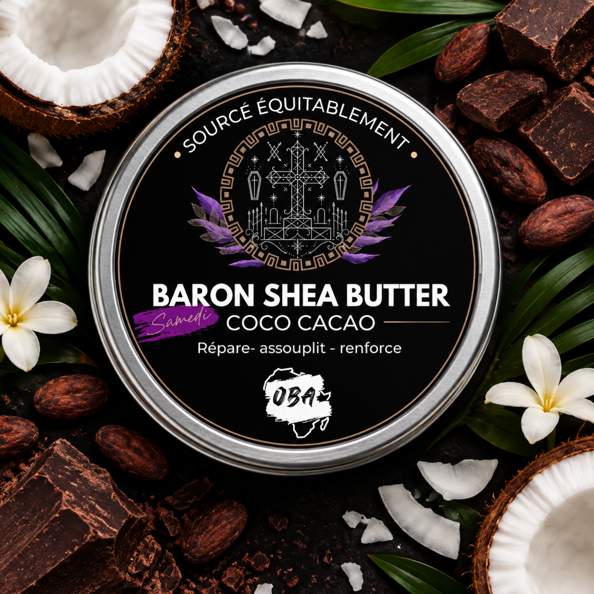 BARON SAMEDI - Mousse de Karité FAMILLE - Noix de Coco et CACAO - Corps et cheveux