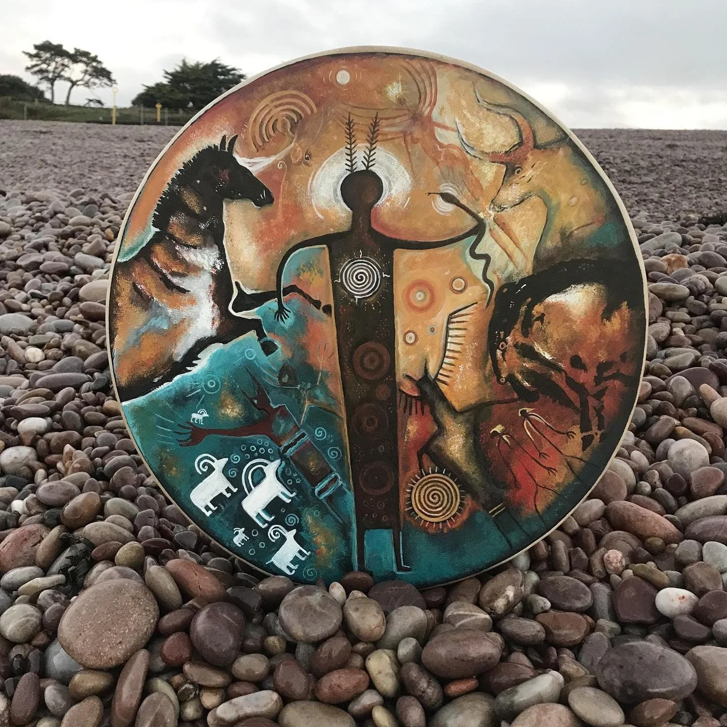 The turn of the shaman drum titled: Echoes of the ancestors. The images are inspired y prehistoric cave art and symbolism.
.
.
.
.
#shamandrums #shamanism #shamanicjourneys #caveart #prehistoricart #fireceremony #medicinewheel #medicinewoman #wildwom