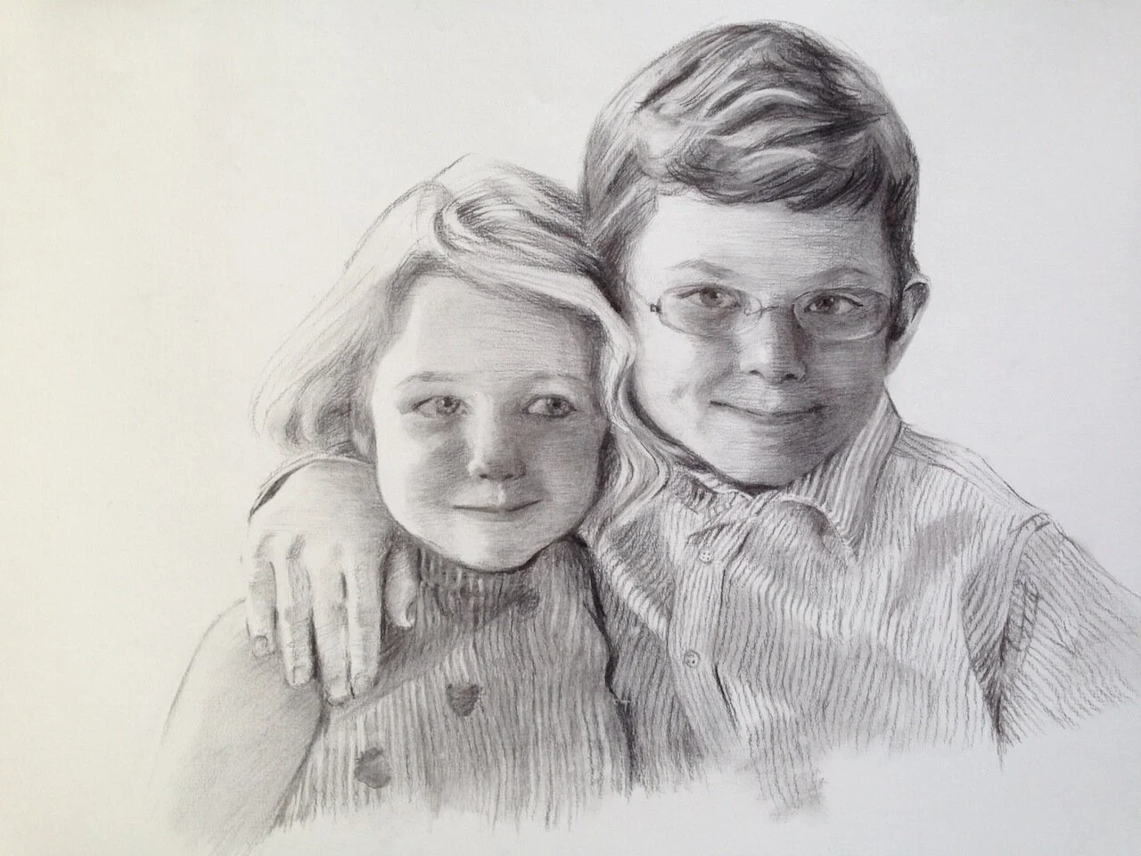 Allegra and Louis,Charcoal on Ingres Paper. 45cm x 65cm. Private Commission
