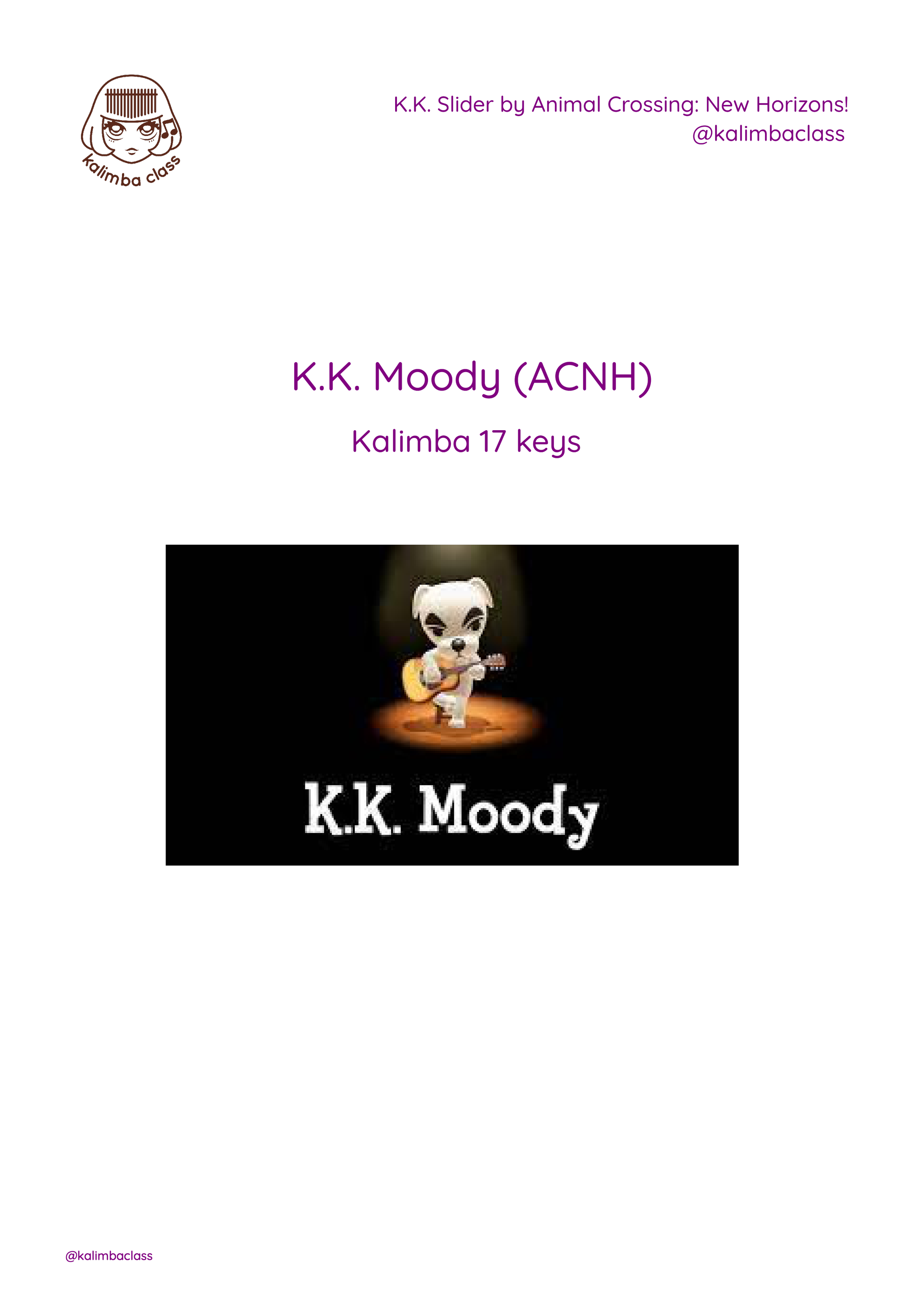 K. K. Moody Animal Crossing (ACNH) [Kalimba Tutorial]