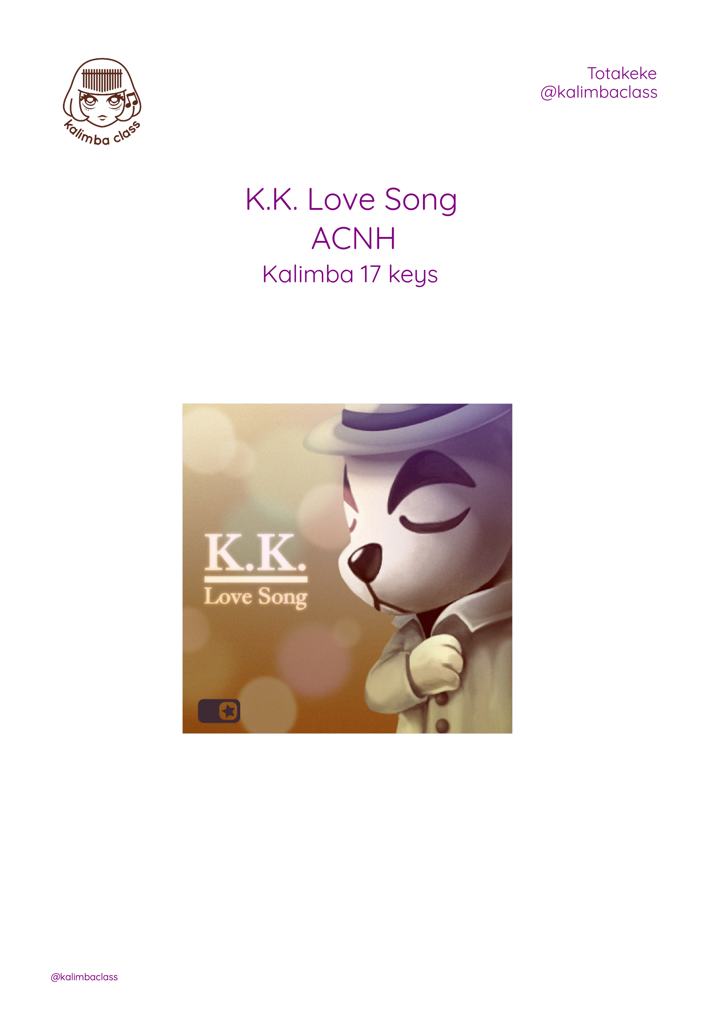 K.K. Love Song, Animal Crossing New Horizons [Kalimba Tutorial]