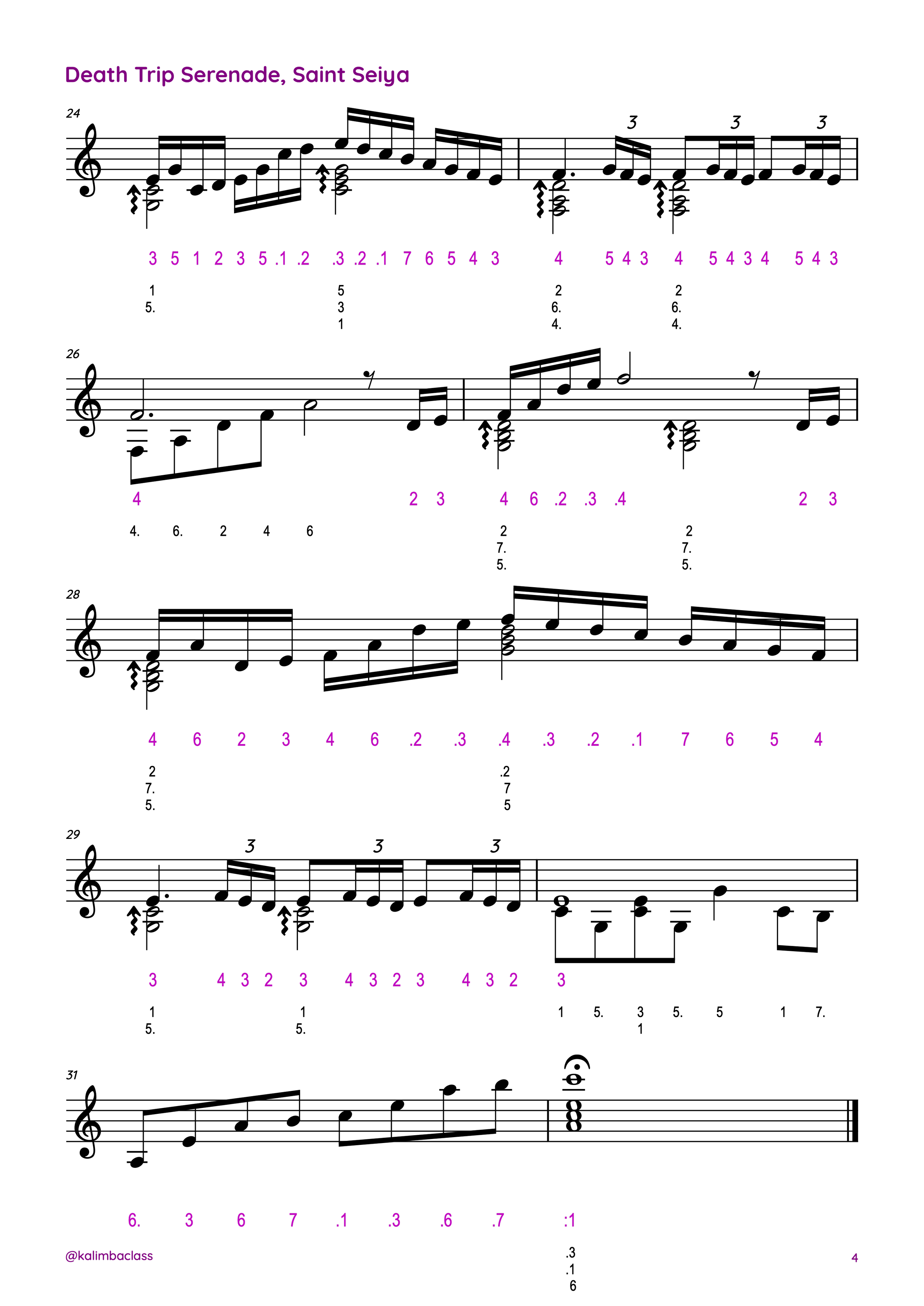 Kalimba Tabs los caballeros del zodiaco