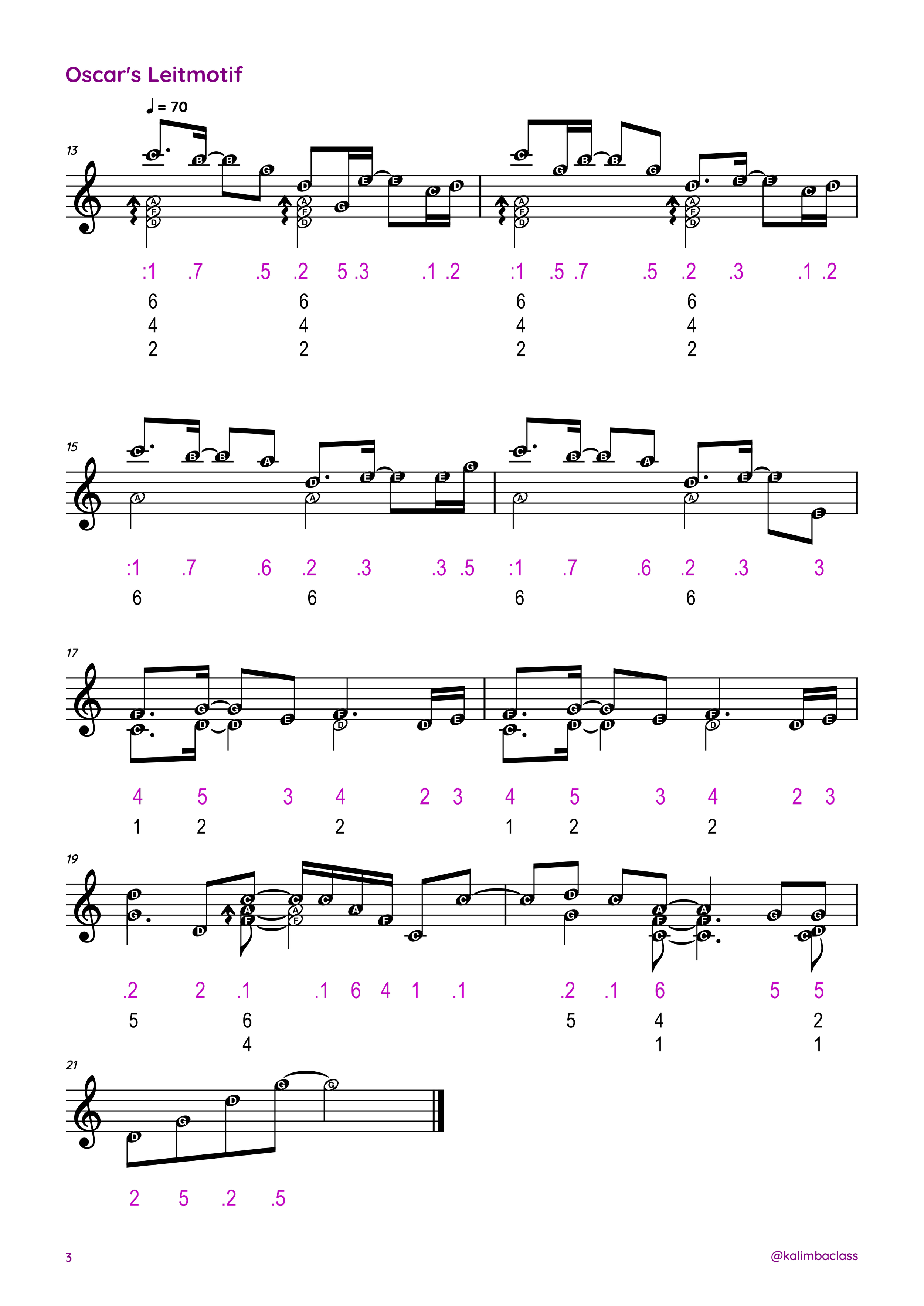 🎶 Kalimba Tabs & Tutorial Oscar's Leitmotif from the RWBY Kalimba 17