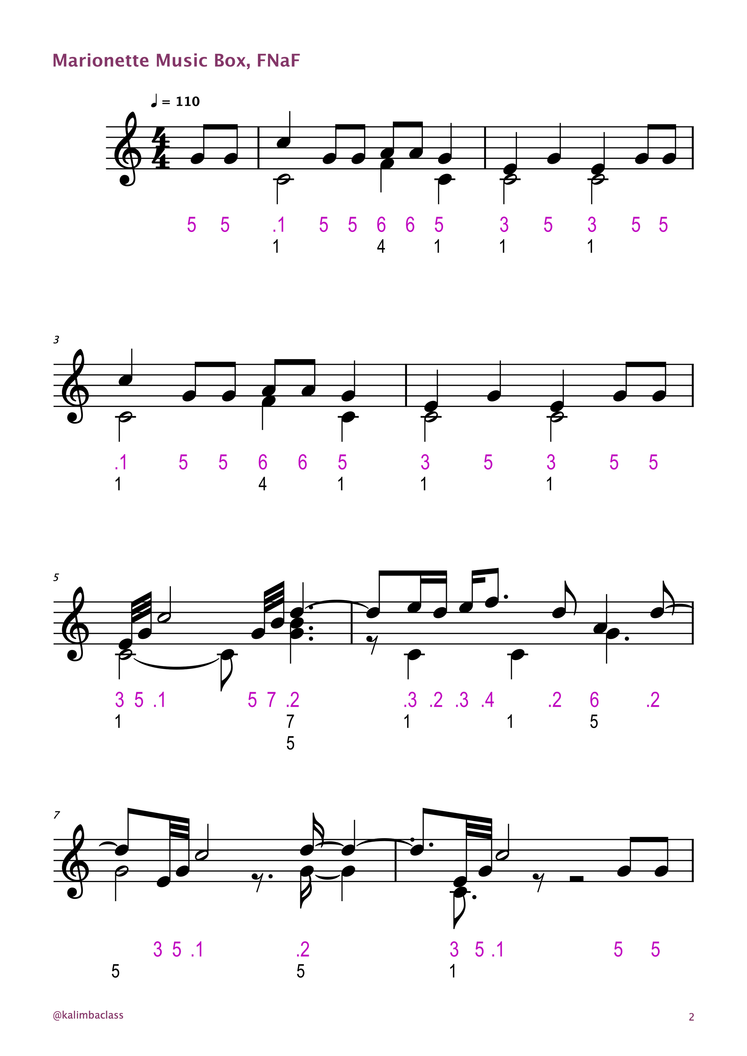 Music Box (The Grandfather Clock) Clases de Kalimba