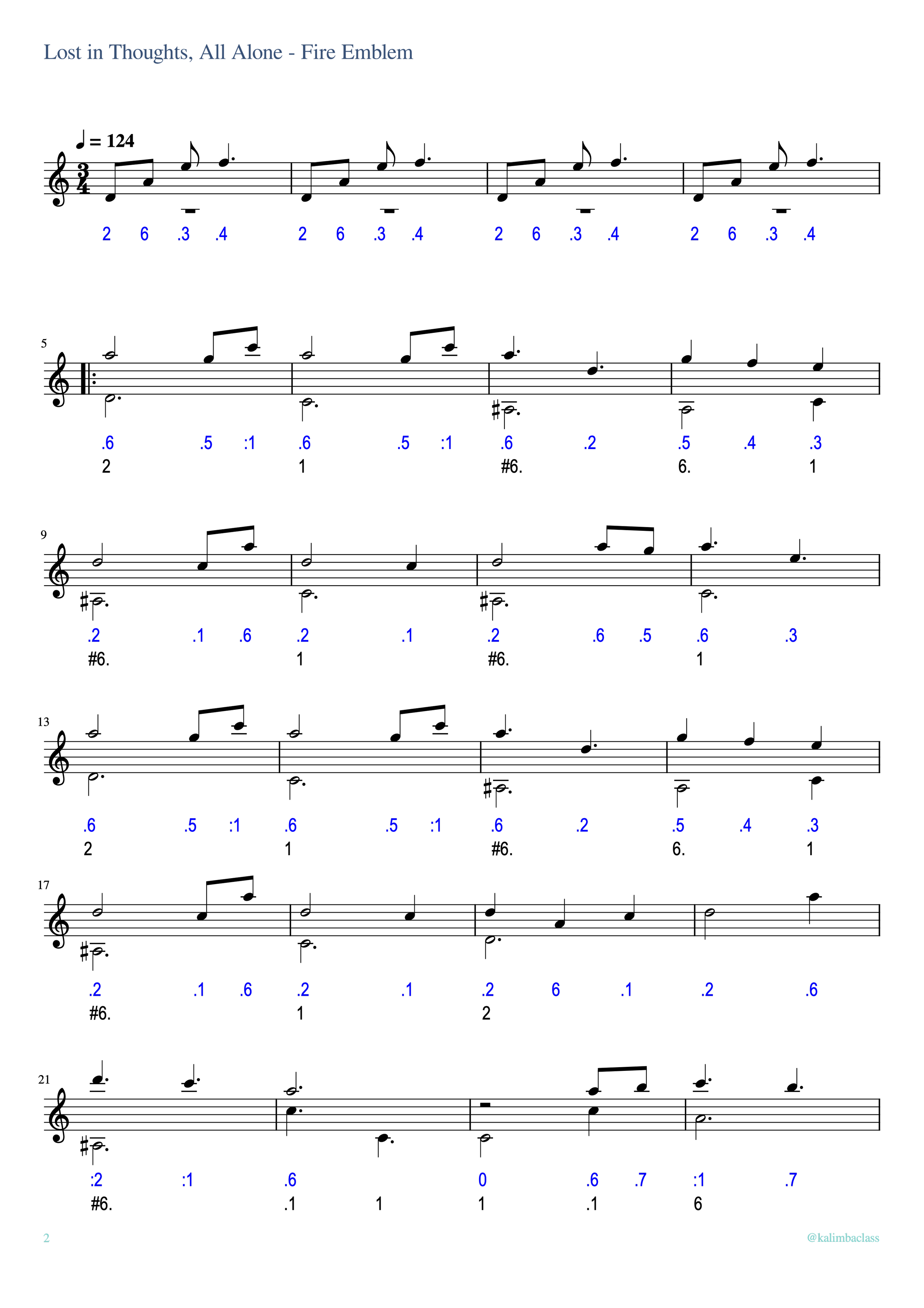 Kalimba Tabs Fire emblem Fates