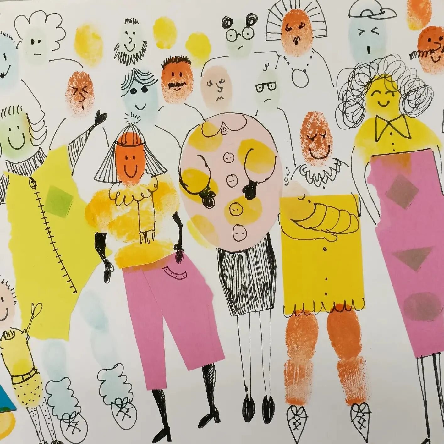 A crowd of city characters from our young artist last week. Creative play with shapes and finger printing. ❤️

Bookings are open  for our spring term Wednesday afterschool class in Seaford. DM for details 🙂

#characters #illustration #youngillustrat