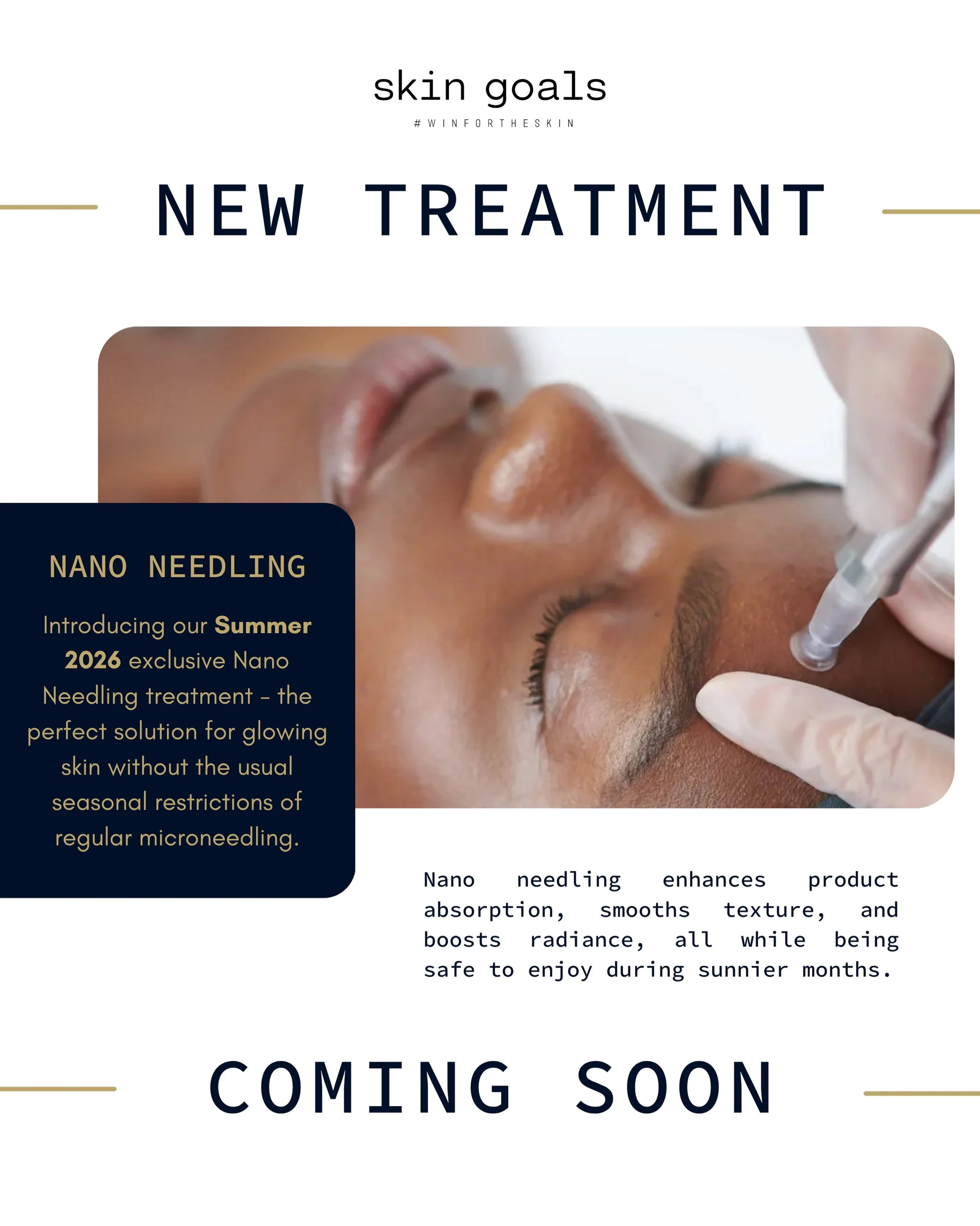 So excited to be offering Nano Needling for a limited time over the summer. Why? Regular microneedling can be risky during the summer months as UV exposure could trigger hyperpigmentation in some skin. Nano Needling is a gentle alternative that provi