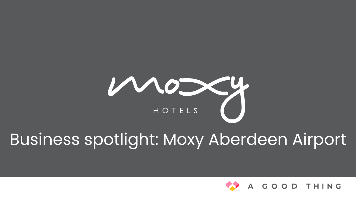 Moxy Hotels logo. Business spotlight: Moxy Aberdeen Airport