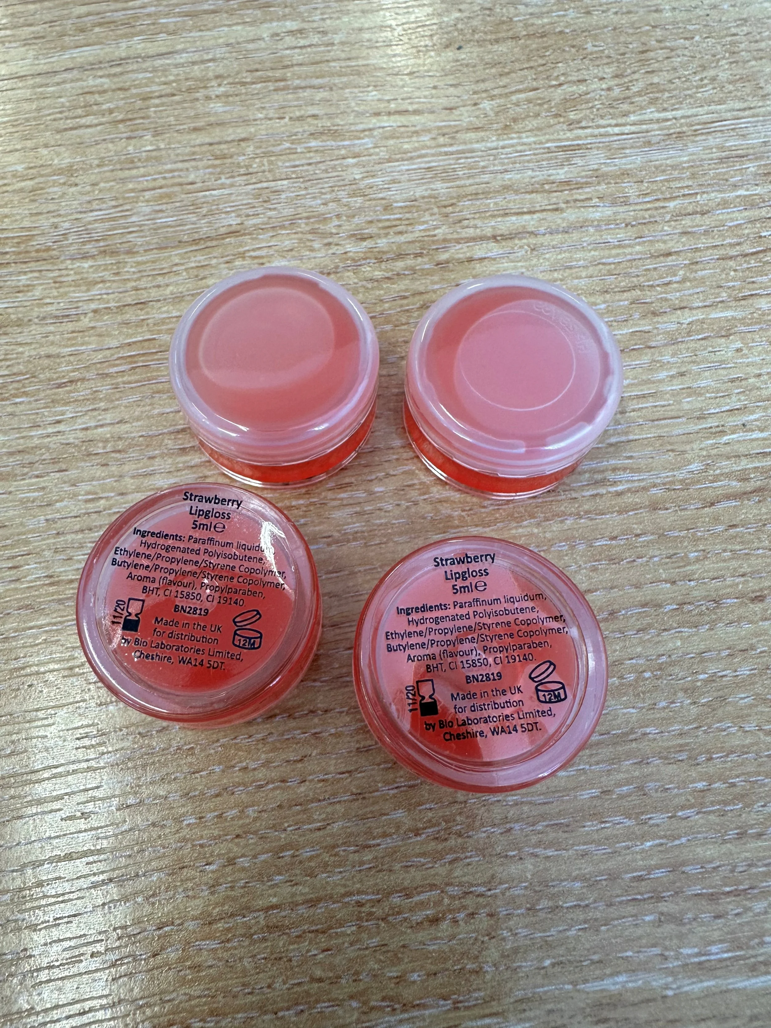 4 strawberry flavoured lipbalms