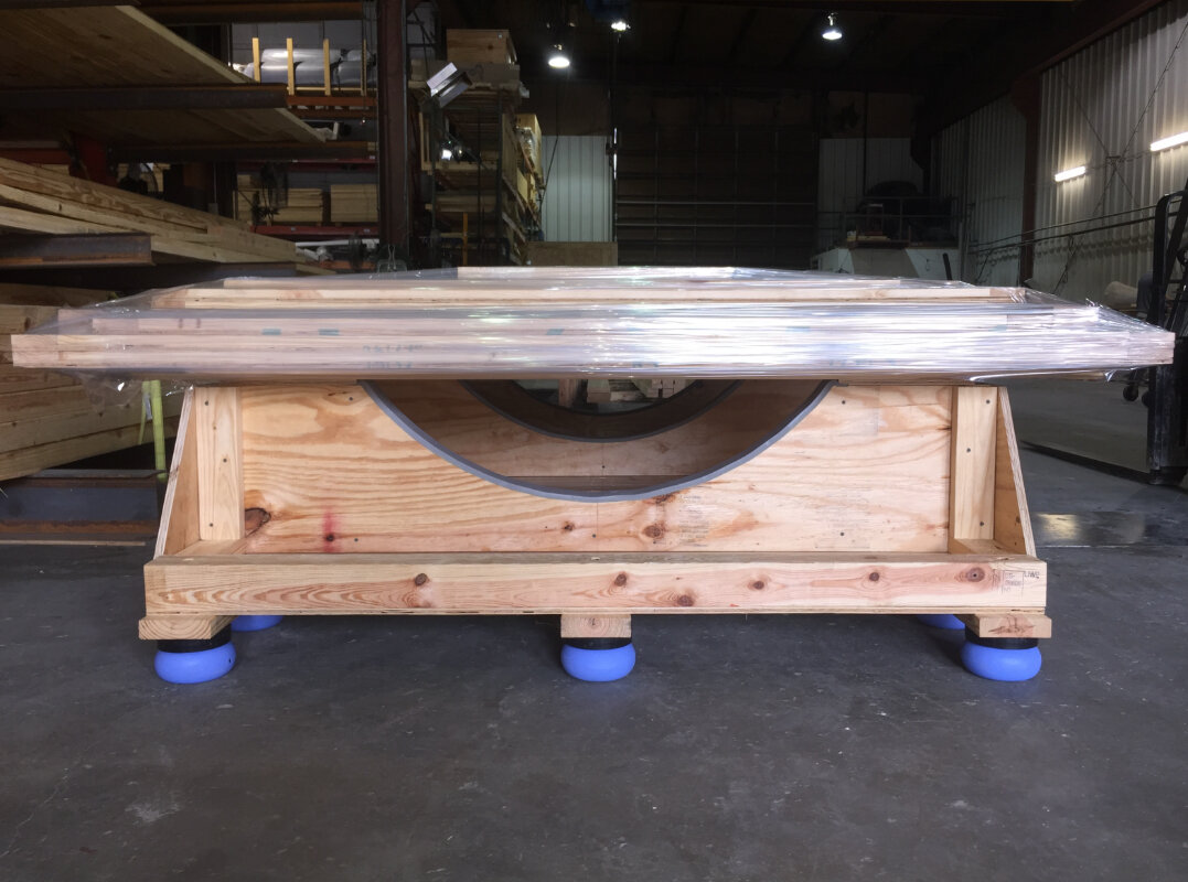 cushioned shipping cradles with wood crating kit for shipping sensitive cargo