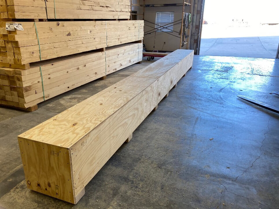 wood crating and shipping crate for pipe