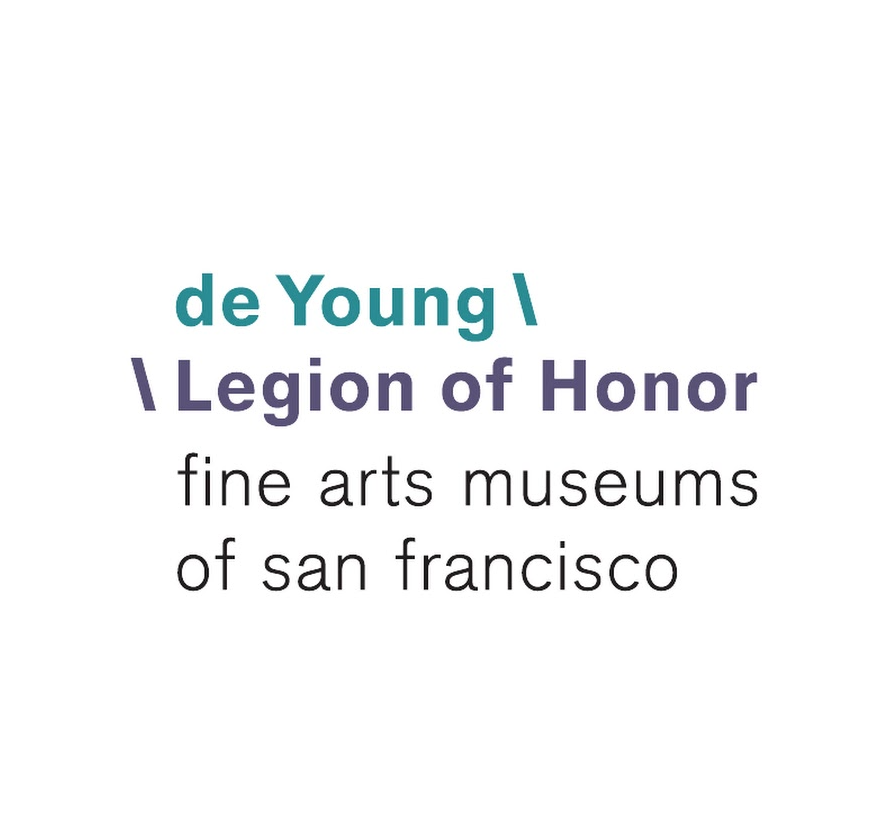 Text displayed on a white background: 'de Young 
Legion of Honor
fine arts museums of san francisco'.