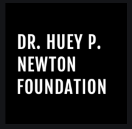 Text on a black background reading "Dr. Huey P. Newton Foundation" in white uppercase letters.