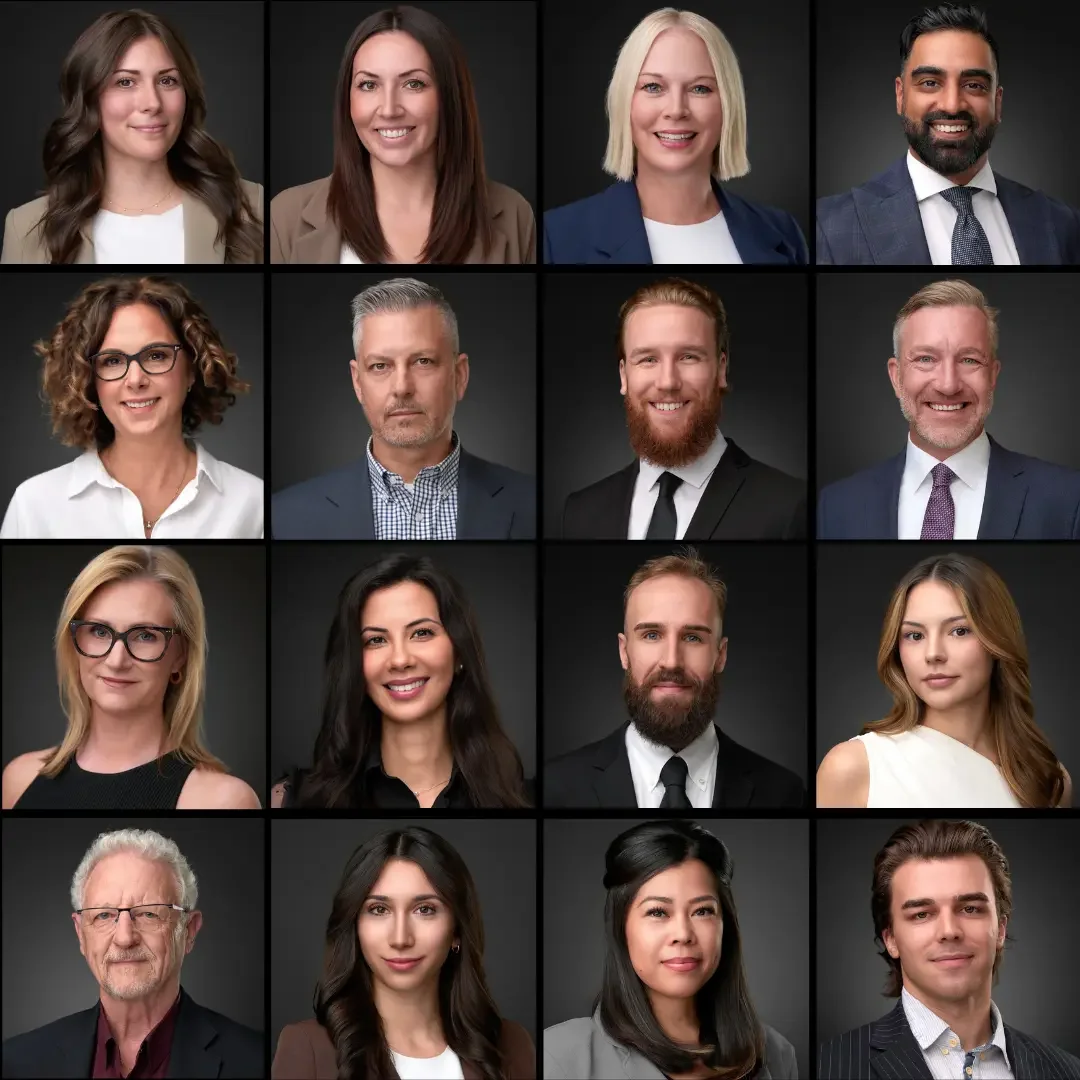 Grid of professional Winnipeg headshots taken at a trade show headshot booth, featuring diverse business professionals.