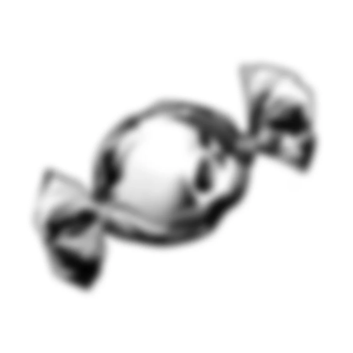 Blurred black and white image of a skull inside a candy wrap.