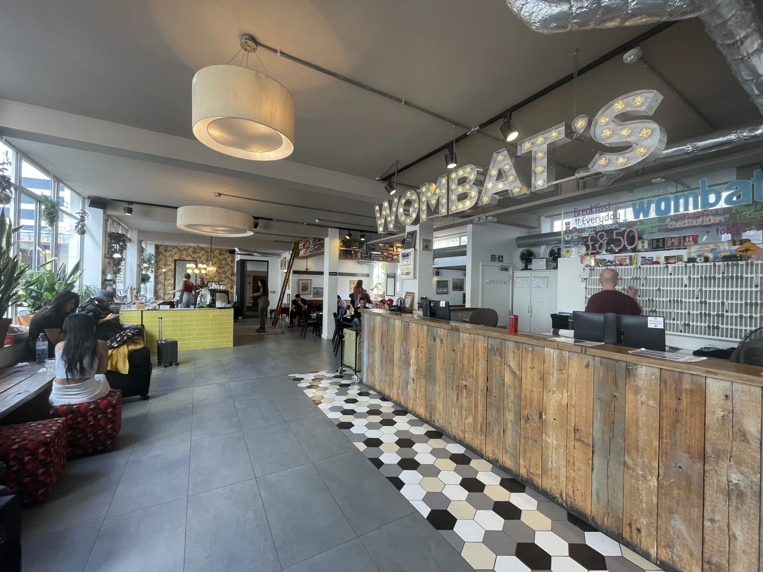 The spacious reception and cafe