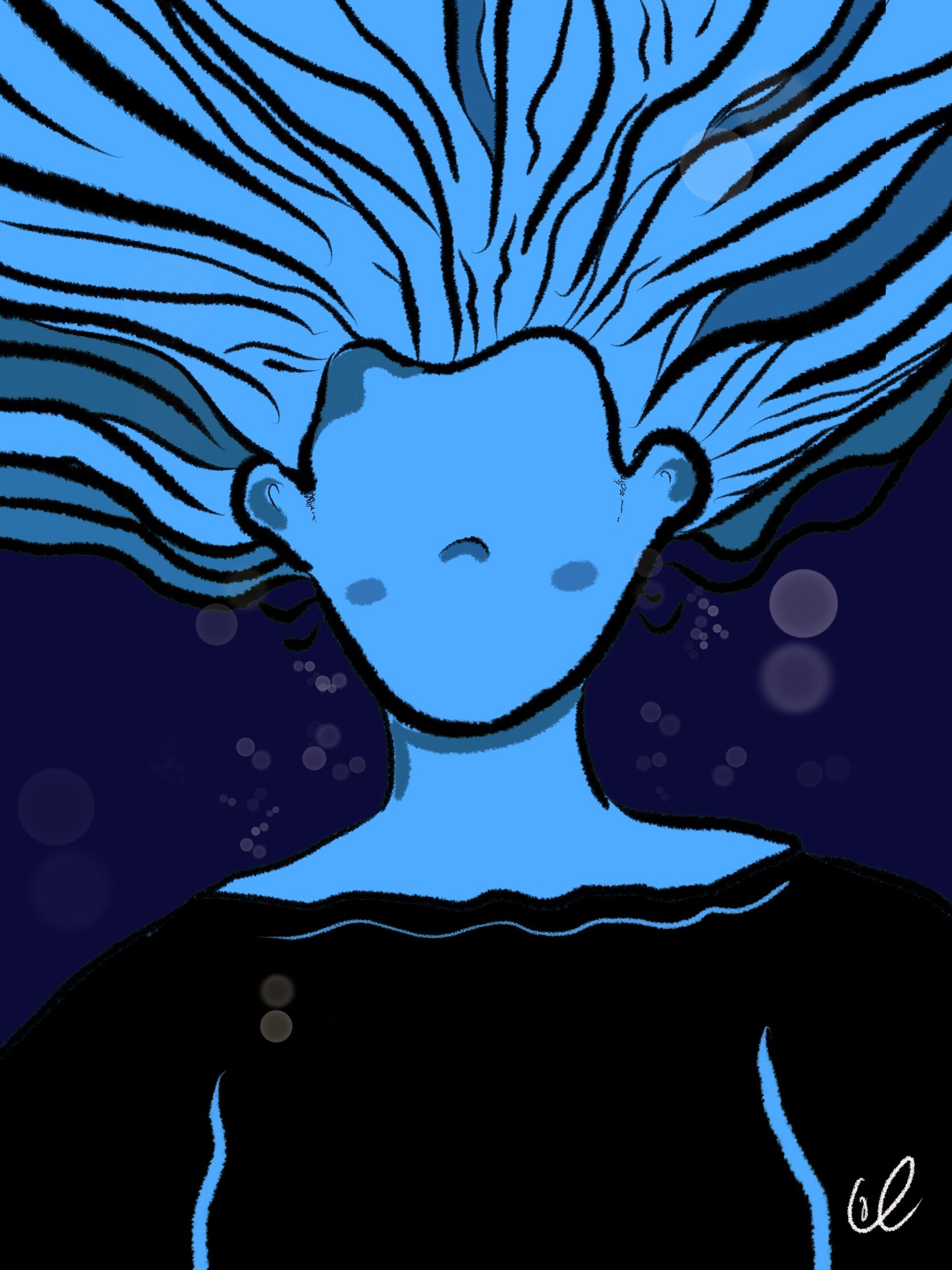 In water, illustration.