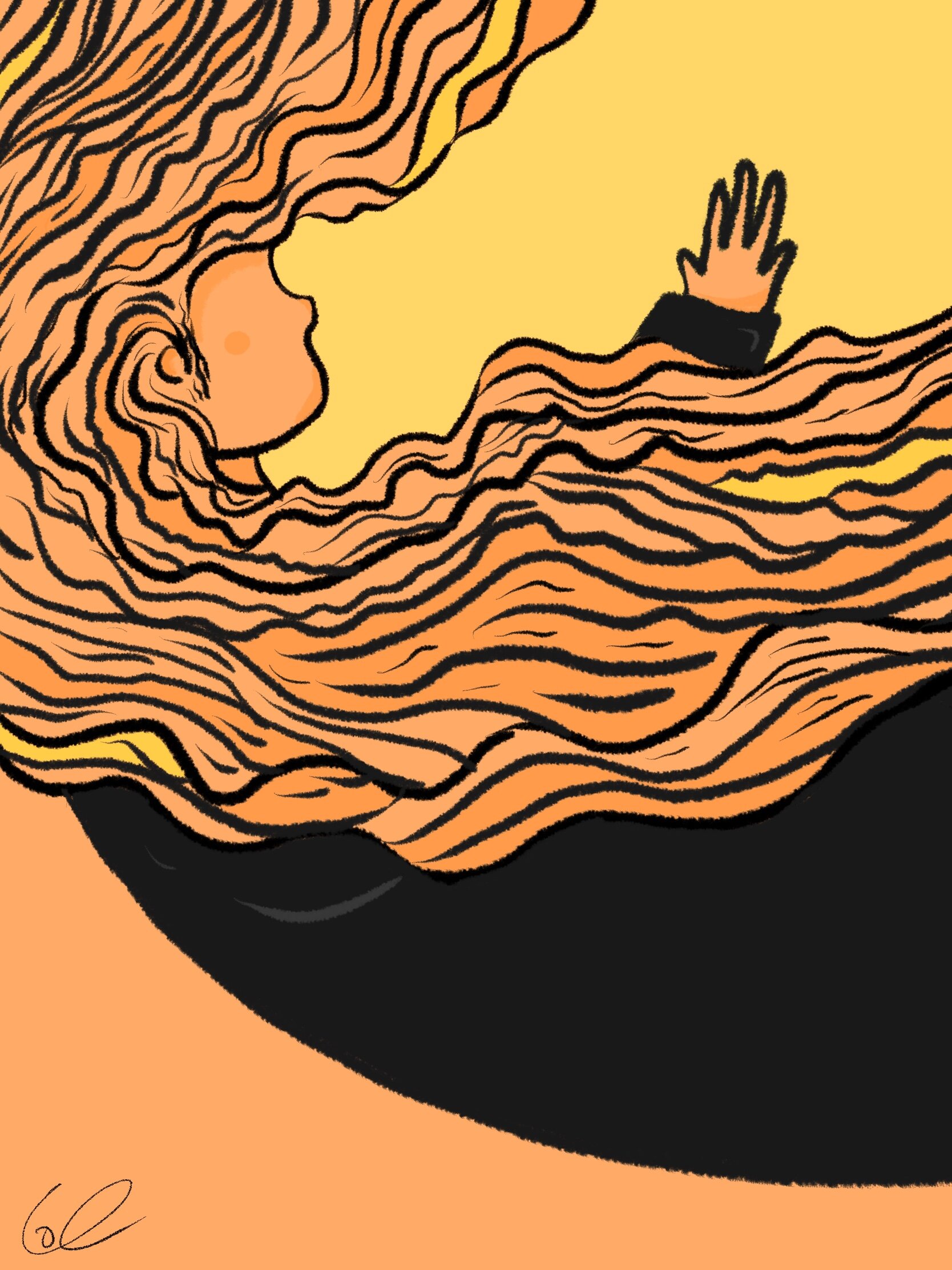 Falling, Illustration, Procreate.