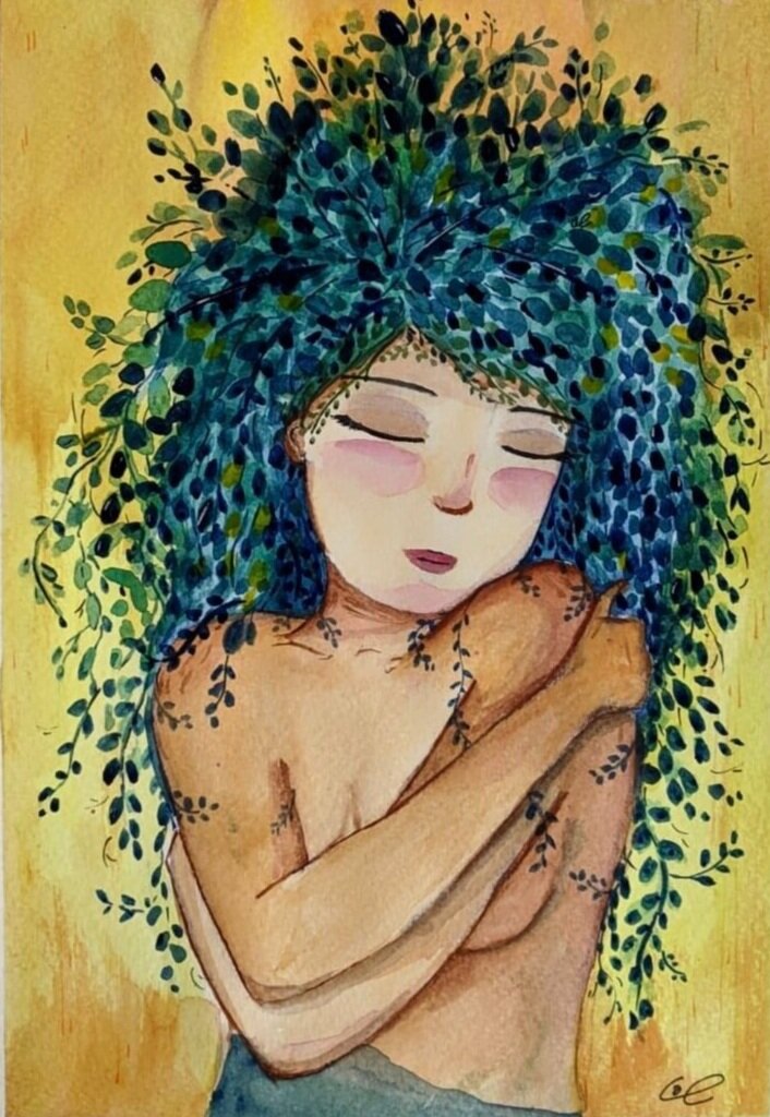 Self-acceptance, watercolour illustration.