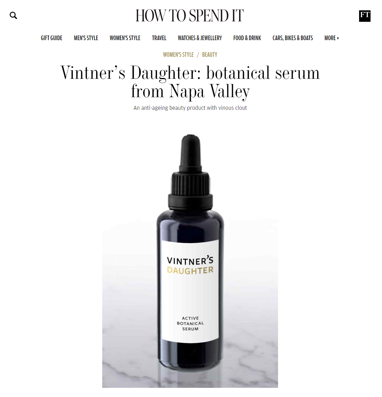 Vintner’s Daughter: botanical serum from Napa Valley