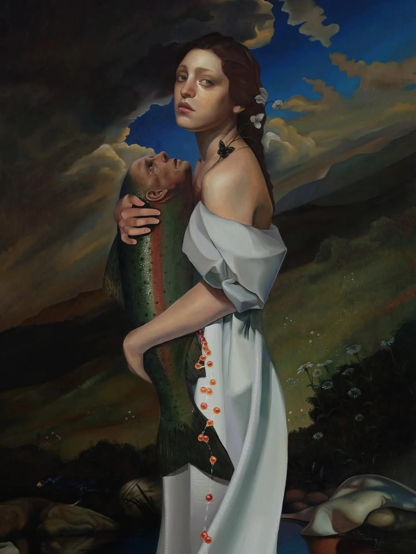 Camille Kathryn Wiseman is an emerging Australian artist whose work bridges classical oil painting with contemporary allegories of the ocean. With a background in biomedical engineering and prosthetics, she brings analytical depth to her exploration 