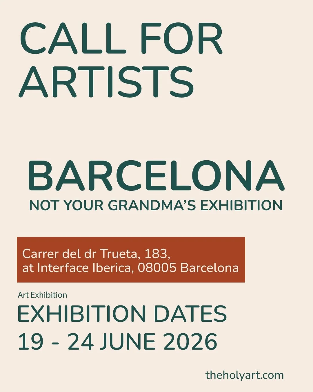 #CallForArtists &ndash; Exhibit Your Work in Barcelona! 🇪🇸

We&rsquo;re now accepting submissions for our next Physical &amp; Digital Exhibition in one of Europe&rsquo;s most vibrant creative cities.

Show your work to an international audience in 