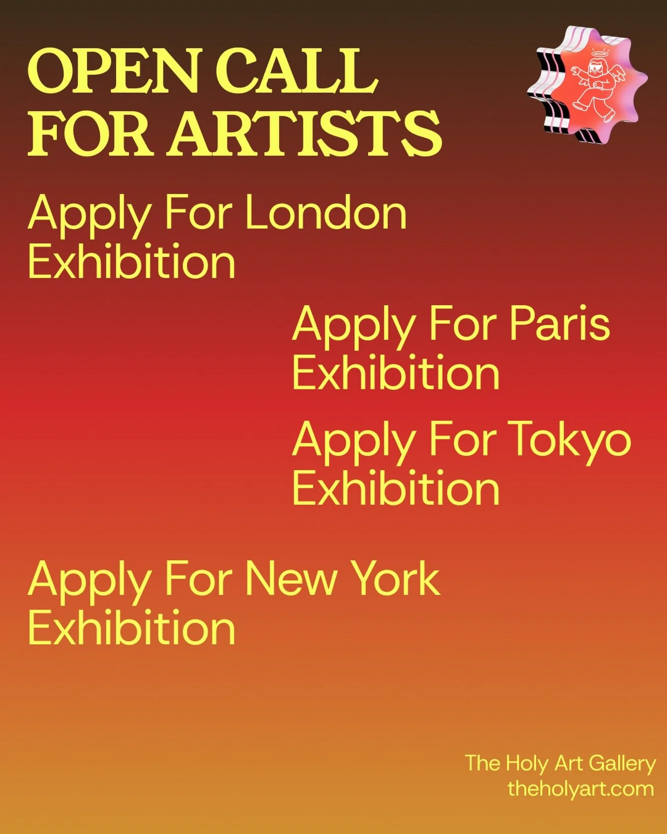 We exhibit artists in 6 cities every month.

London. Tokyo. New York. Barcelona. Milan. Paris. 🖤

Your work could be next.

💬 Comment APPLY for all the details.