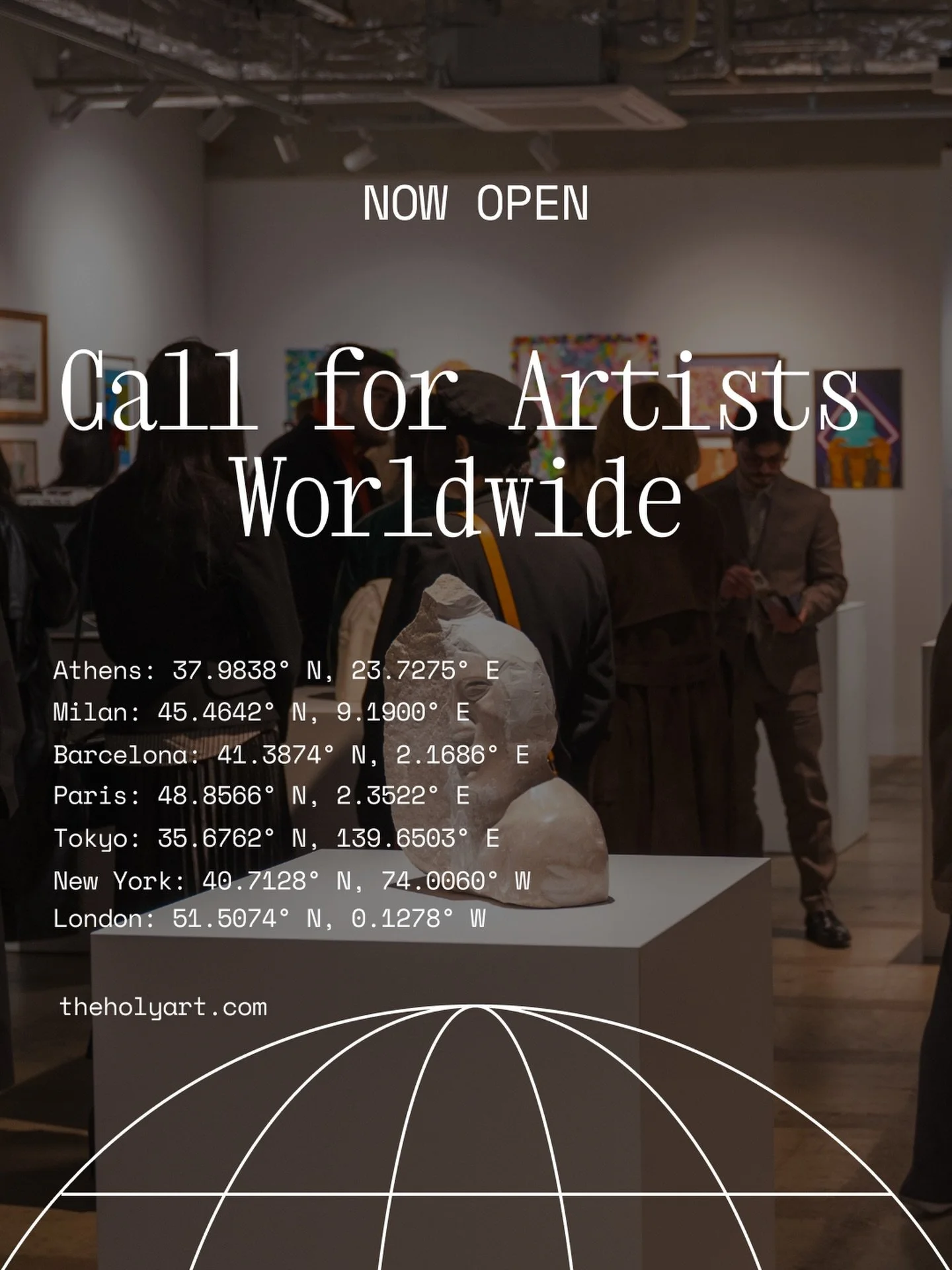 Now open. Worldwide.

London. New York. Tokyo. Paris. Barcelona. Milan. Athens. Amsterdam. Times Square.

Your art on the wall. Your art on the screen. Physical &amp; Digital Exhibition.

25,000+ artists. 400+ exhibitions. 20+ cities.

Pinning your a