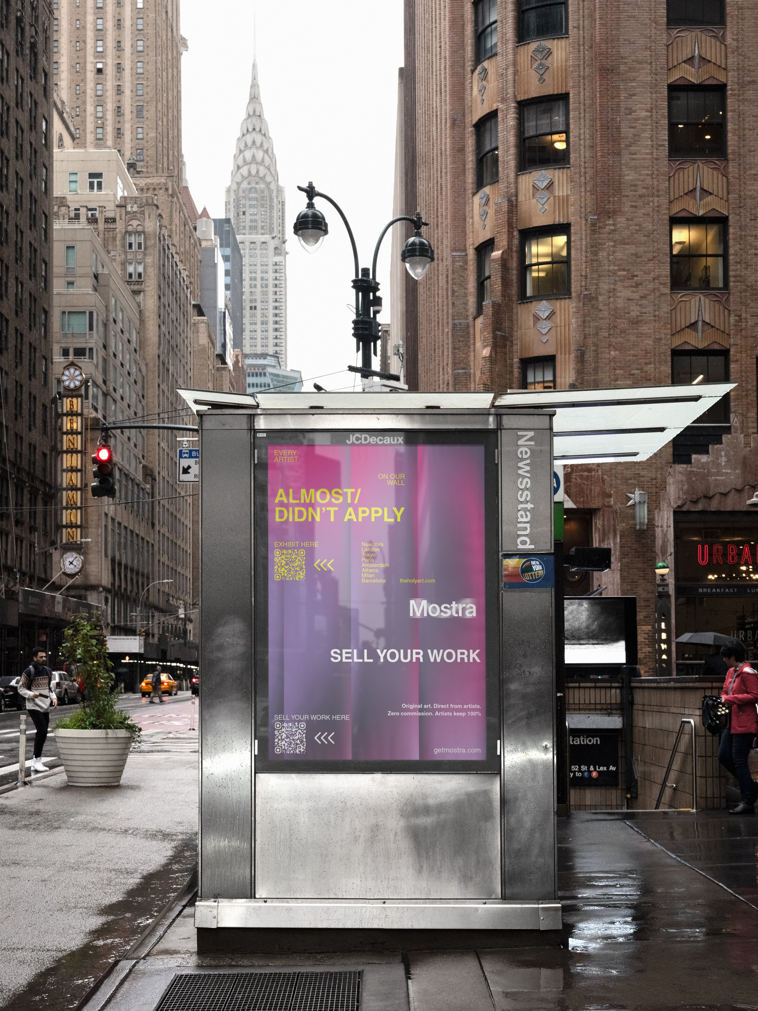 Helloooooo New York.

EXHIBIT: Every artist on our wall almost didn&rsquo;t apply. Be the one who did. New York, London, Tokyo, Paris, Amsterdam, Athens, Milan, Barcelona. Physical and digital, all mediums, every background welcome.

SELL: Original a