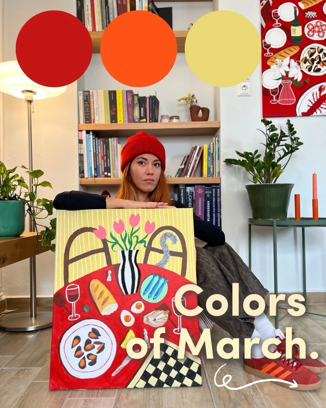Meet Katia Georgoula.

A Greek artist working across painting, tufting and tattoos, based in Volos. Bold colour, playful composition, and a practice that refuses to sit in one lane.

Her work moves easily between canvas, tufted textile and skin, and 