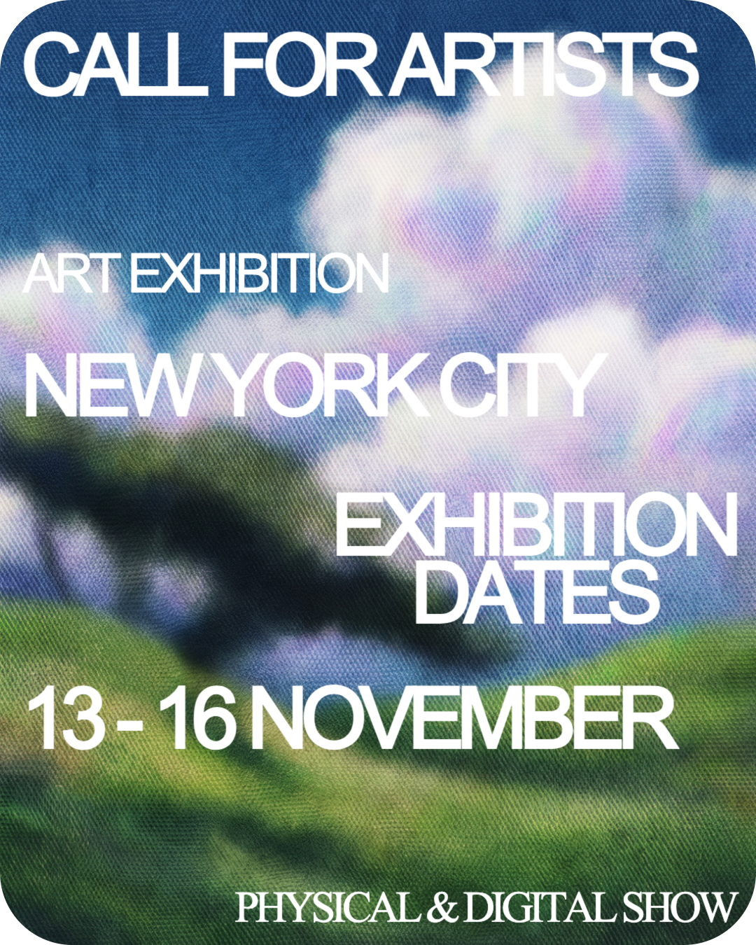 New York open call for artists poster, The Holy Art exhibition 13 to 16 November 2026