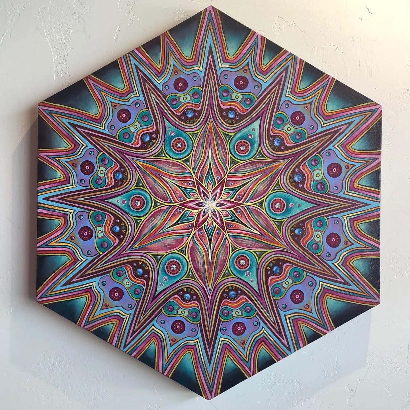 'ORIGIN' 2019
14” inches on each side
29” x 25 1/2” width & height
oil & egg tempera on a hexagon canvas 



29” x 25 1/2” width & height

