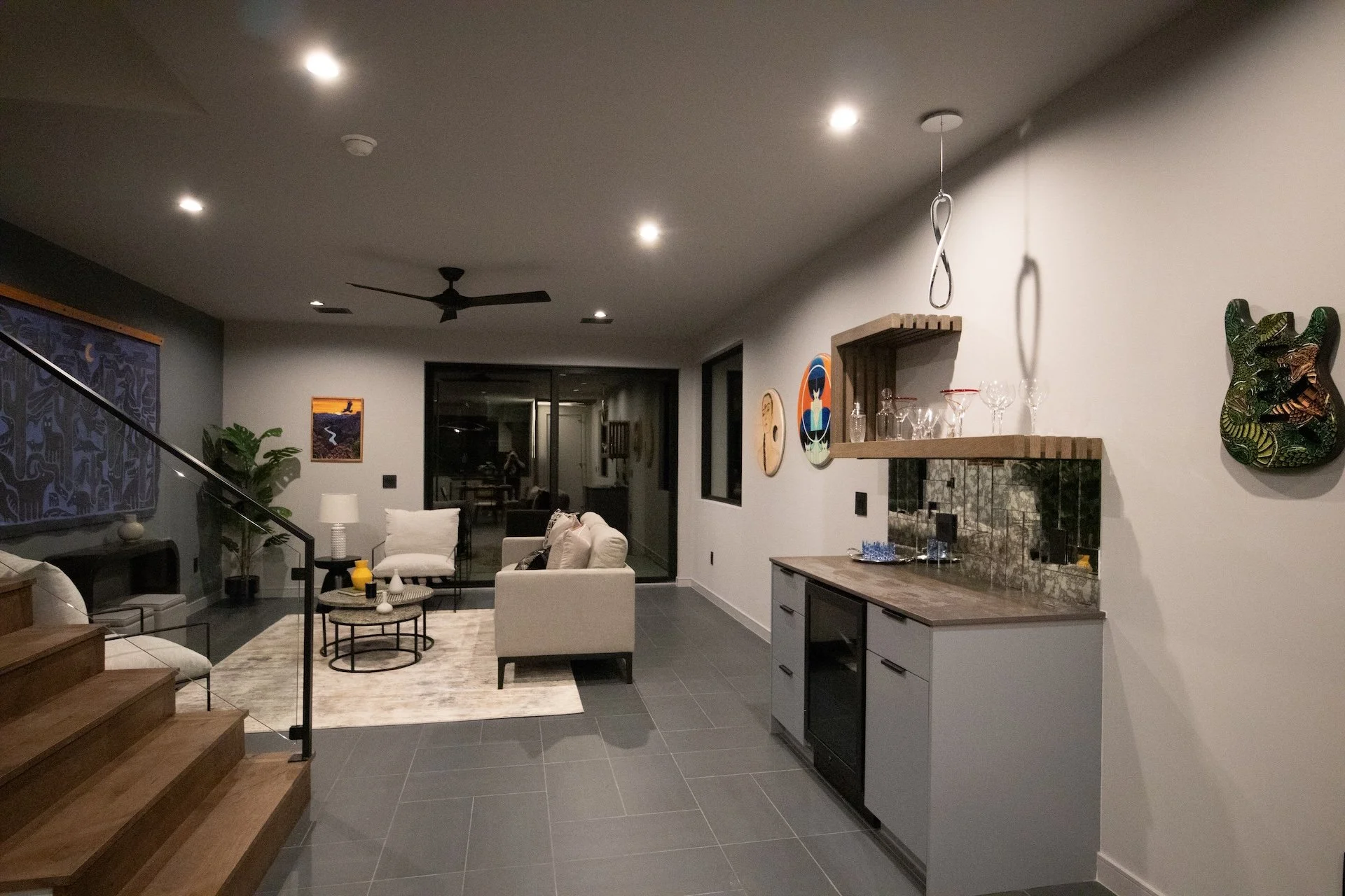 Artwork from local artists used in staging. Art by Daniel Trelenberg, Megan Pailin, Daniel Adams